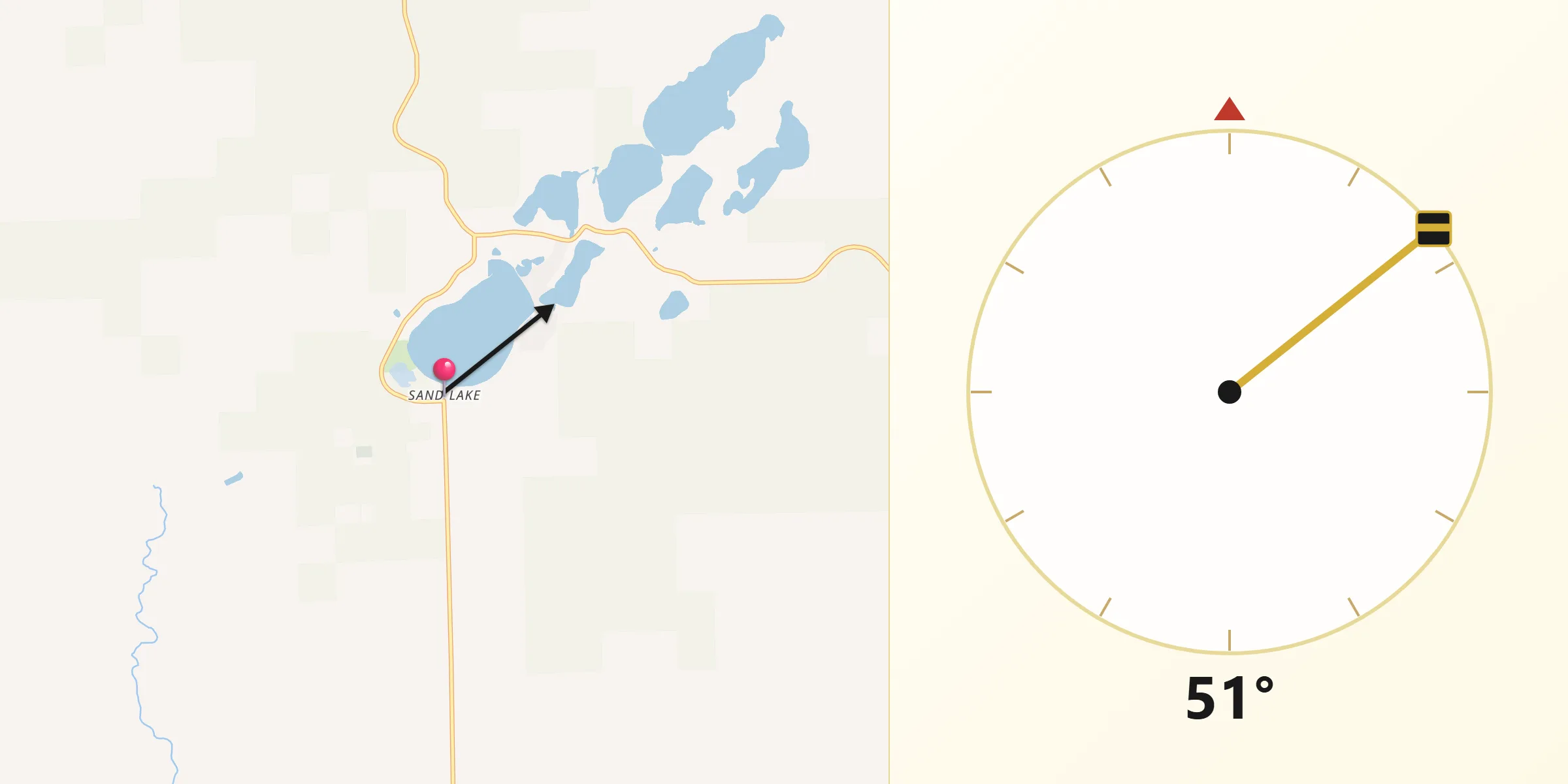 Qibla Direction from Sand Lake