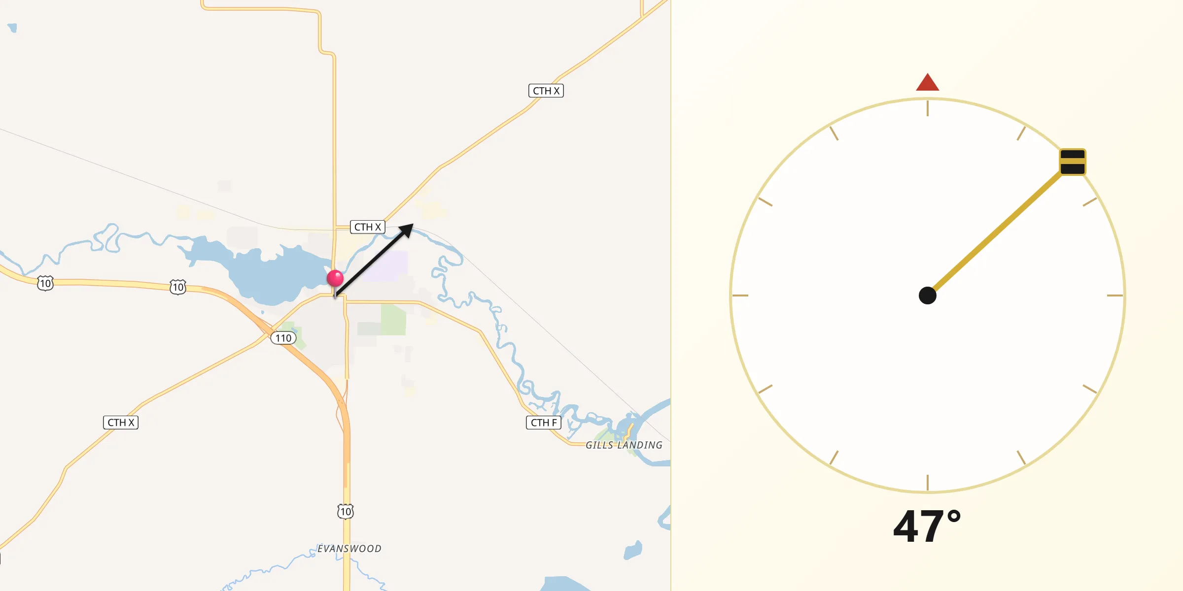 Qibla Direction from Weyauwega