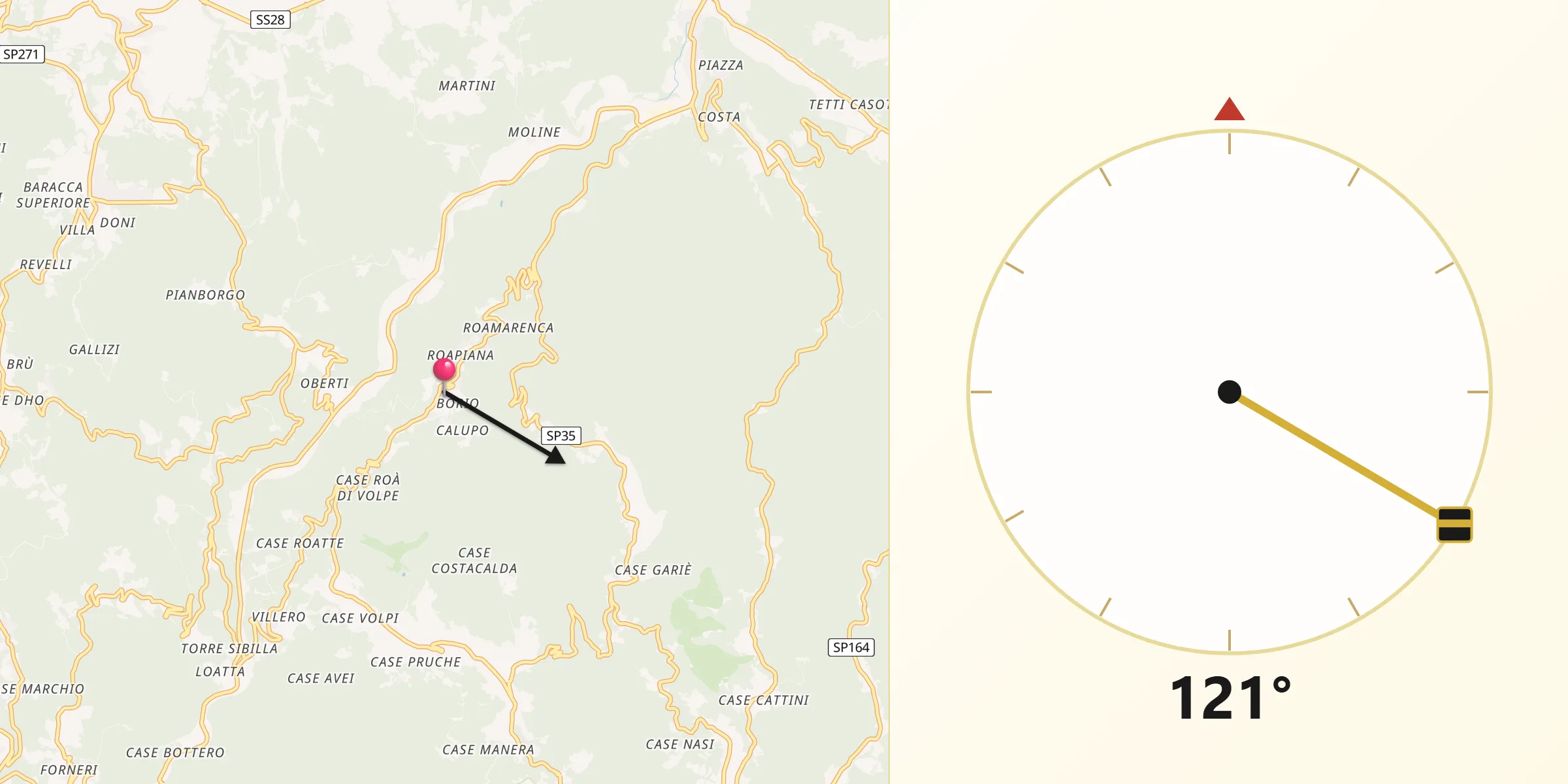 Direzione della Qibla da Montaldo di Mondovì