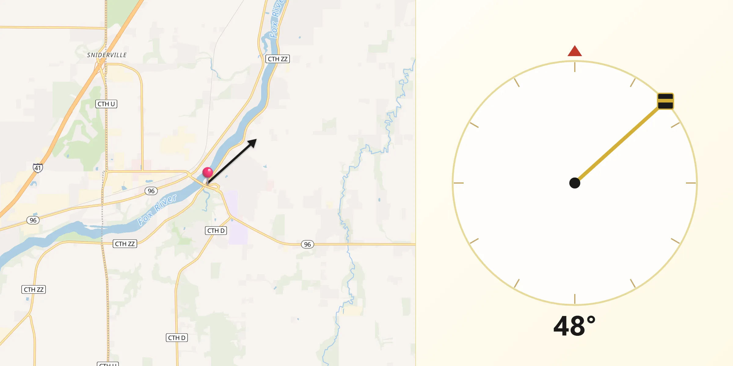 Qibla Direction from Wrightstown