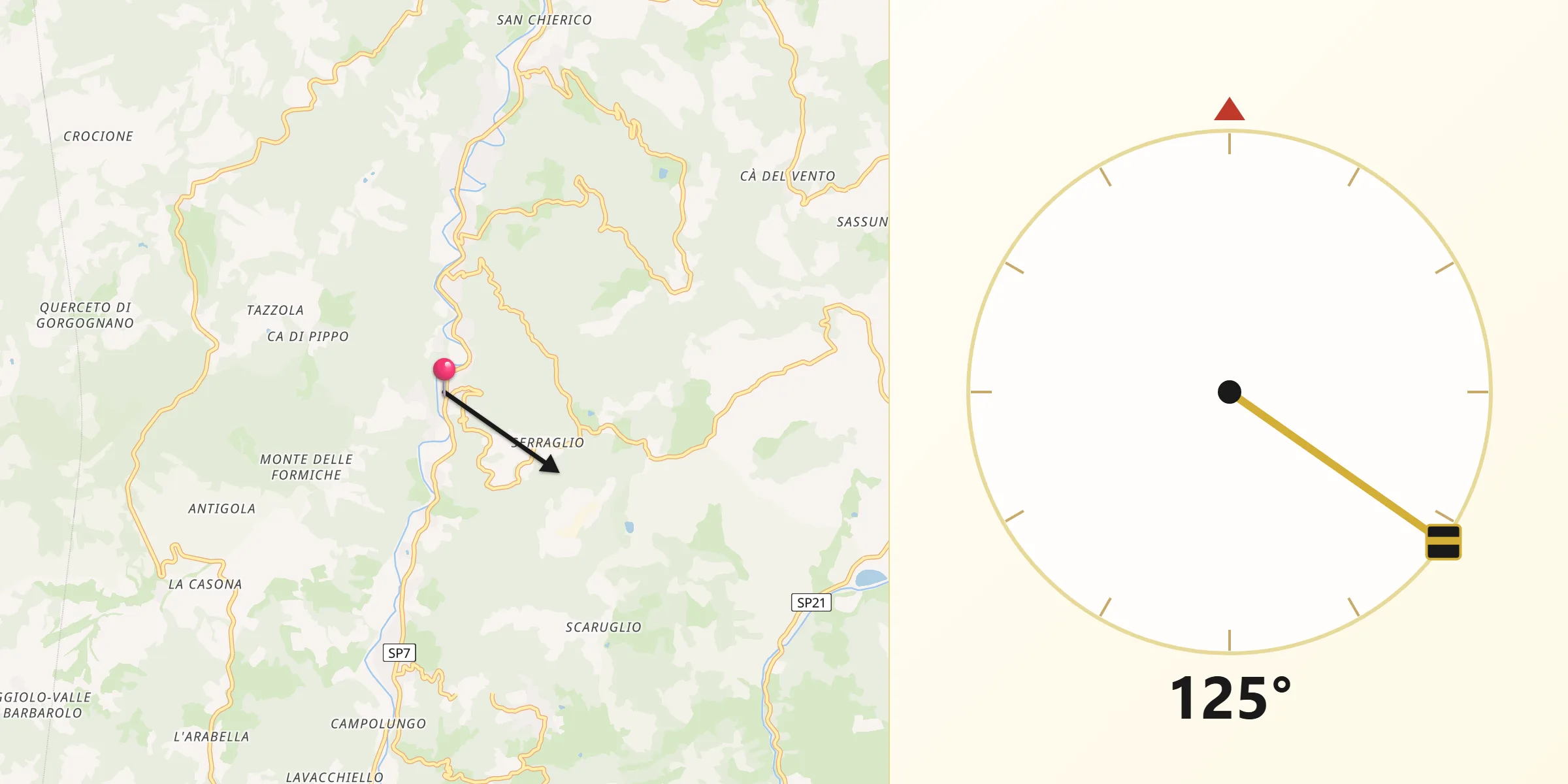 Direzione della Qibla da Monterenzio