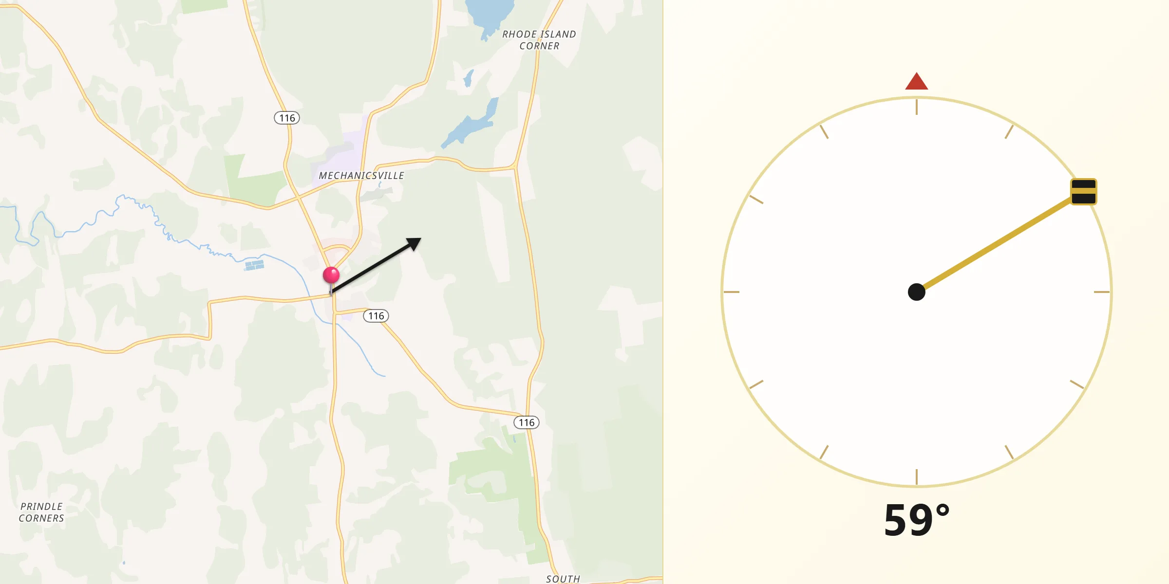 Qibla Direction from Hinesburg