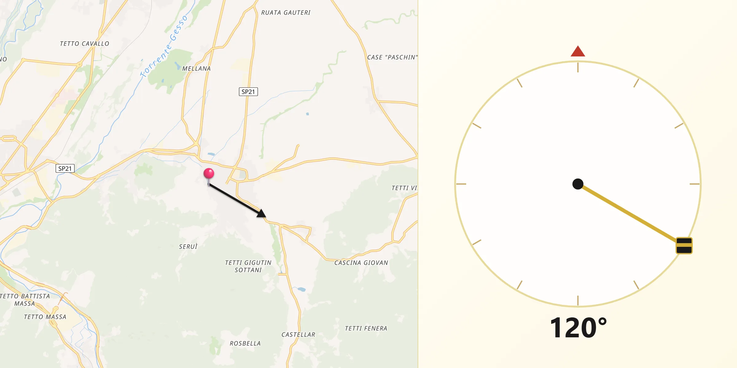 Direzione della Qibla da Boves