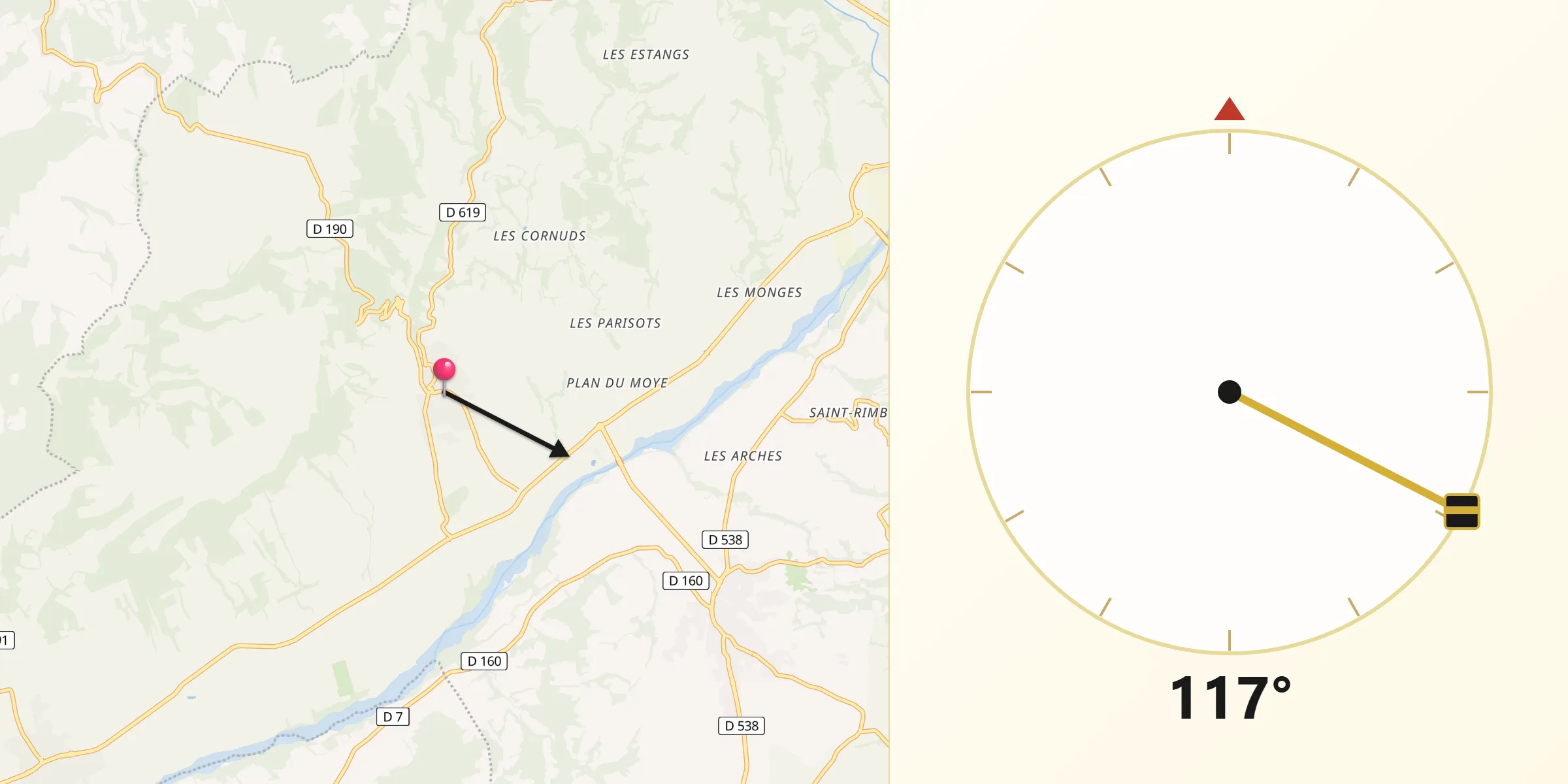 Direction vers la Qibla depuis Vinsobres