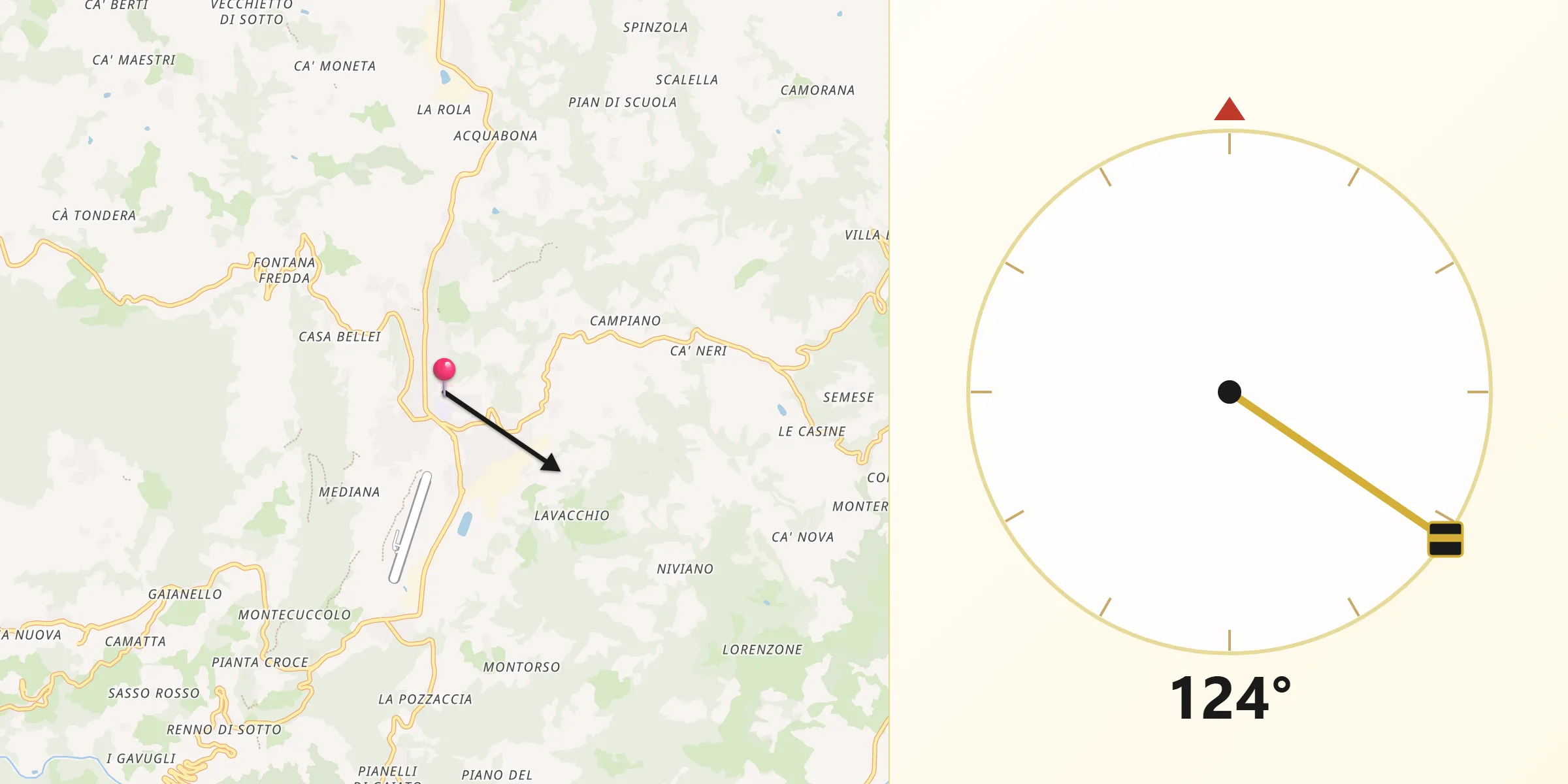Direzione della Qibla da Pavullo nel Frignano