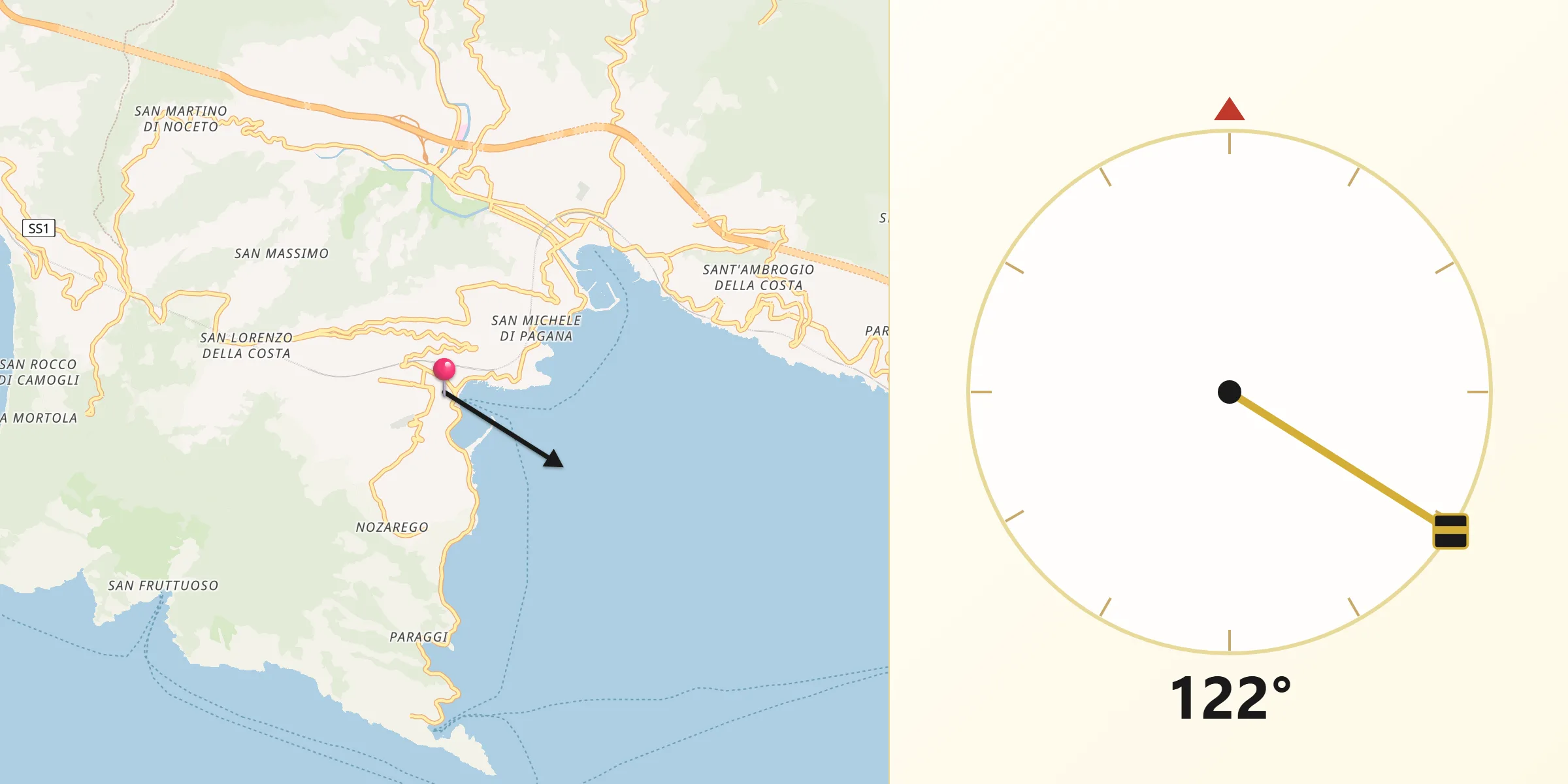 Direzione della Qibla da Santa Margherita Ligure