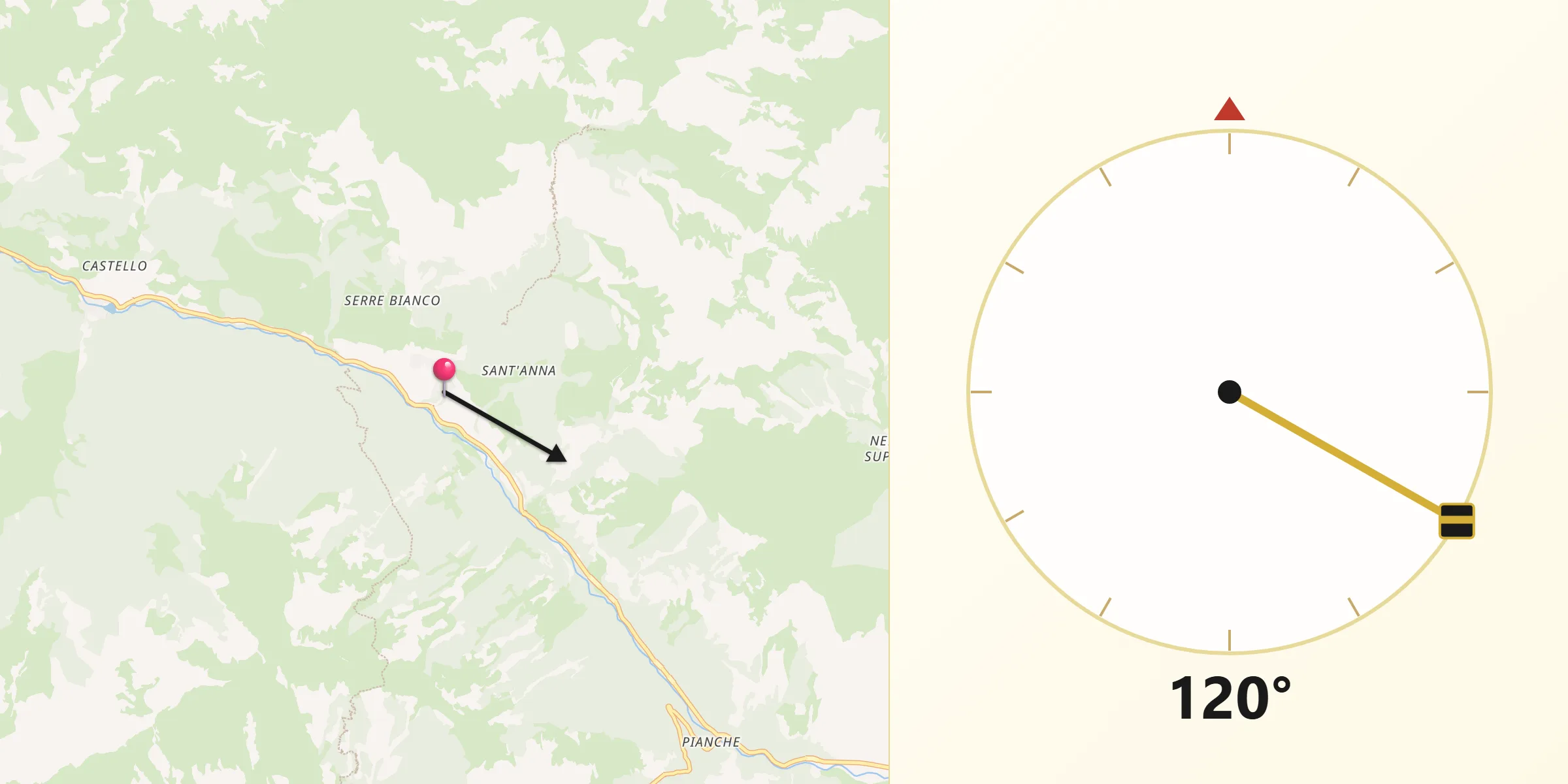 Direzione della Qibla da Sambuco
