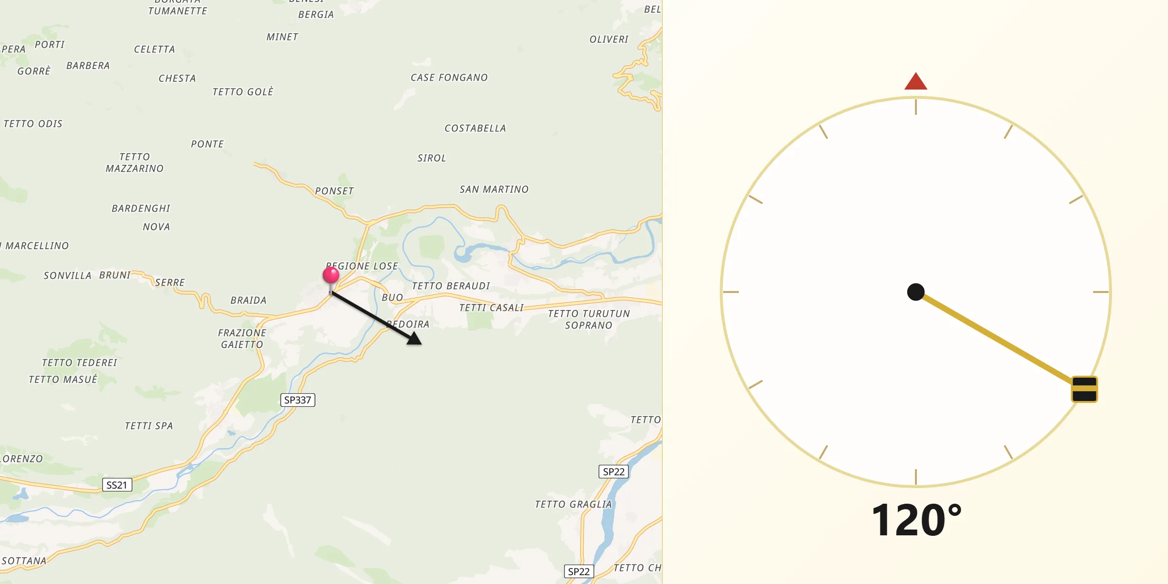 Direzione della Qibla da Gaiola