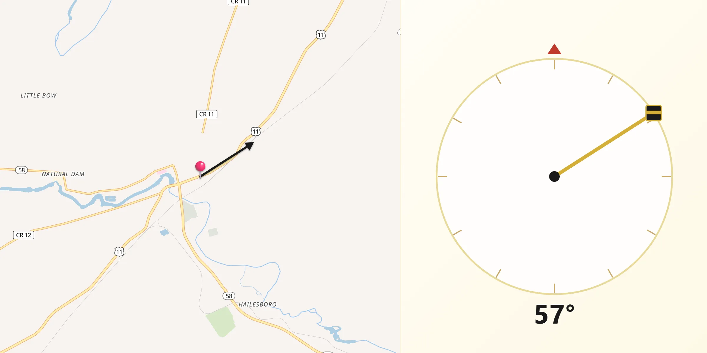 Qibla Direction from Gouverneur