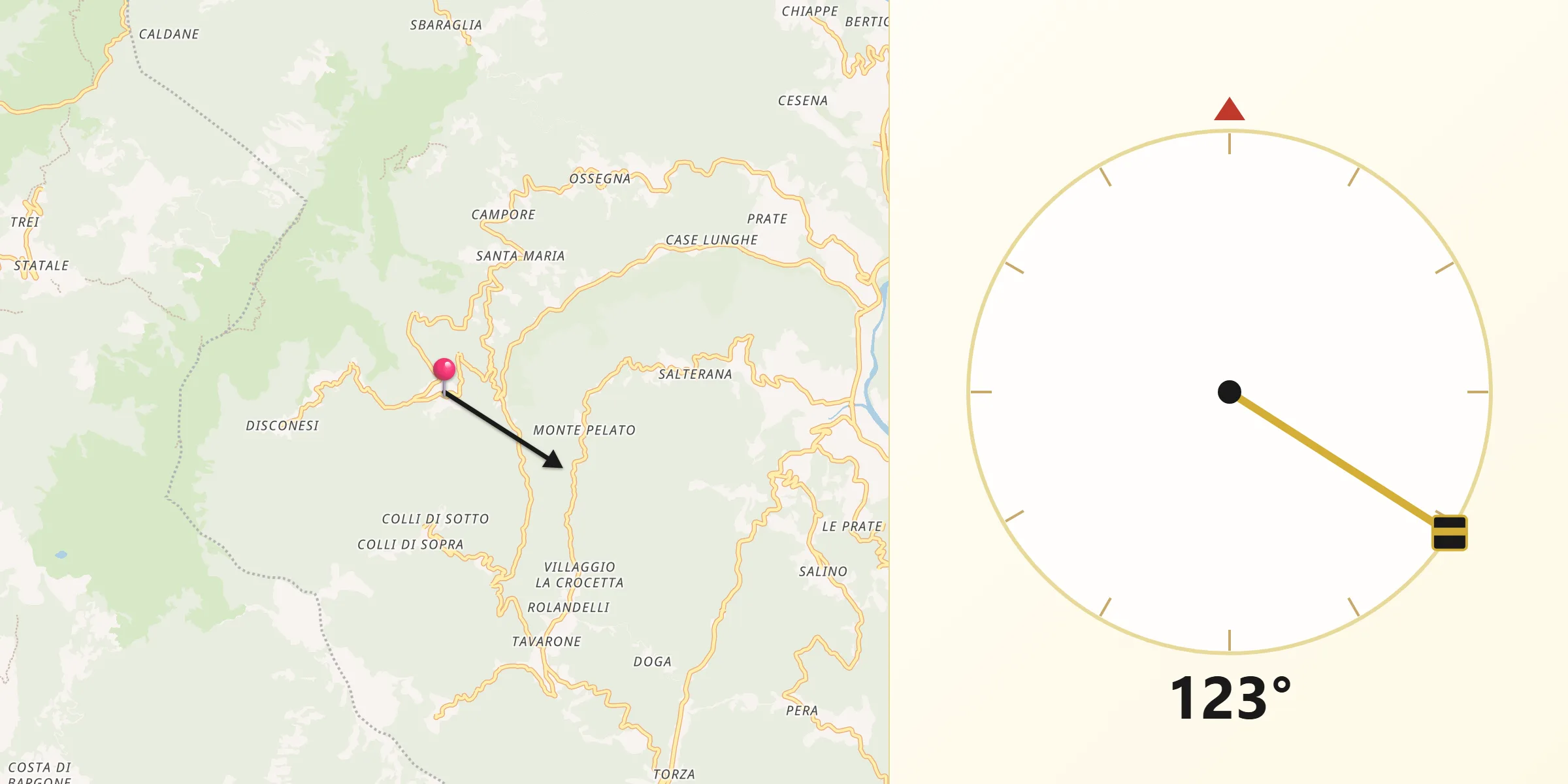 Direzione della Qibla da Maissana