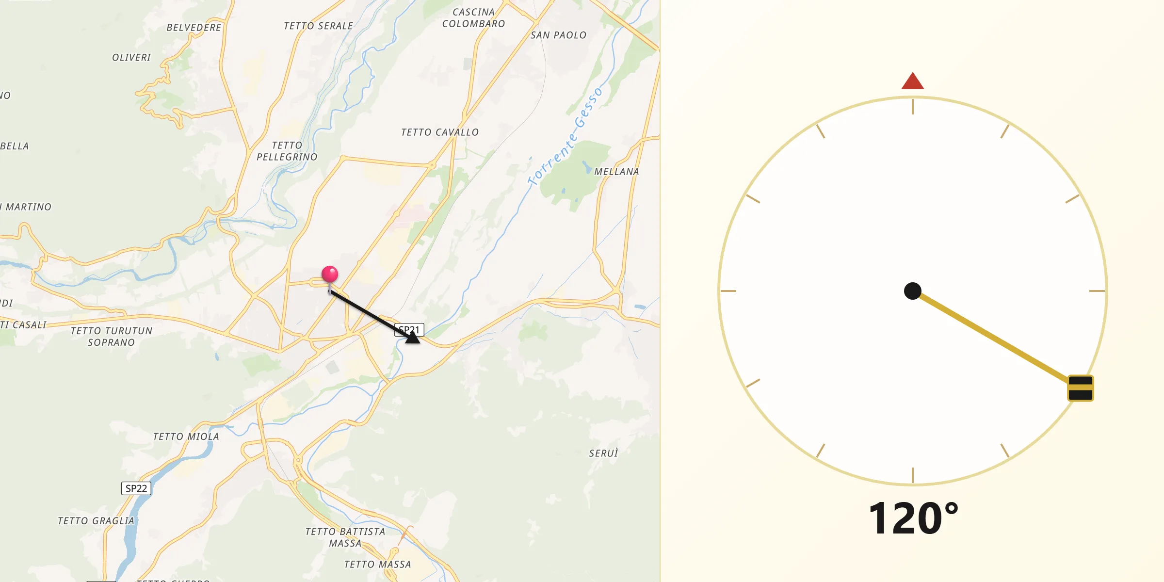 Direzione della Qibla da Borgo San Dalmazzo