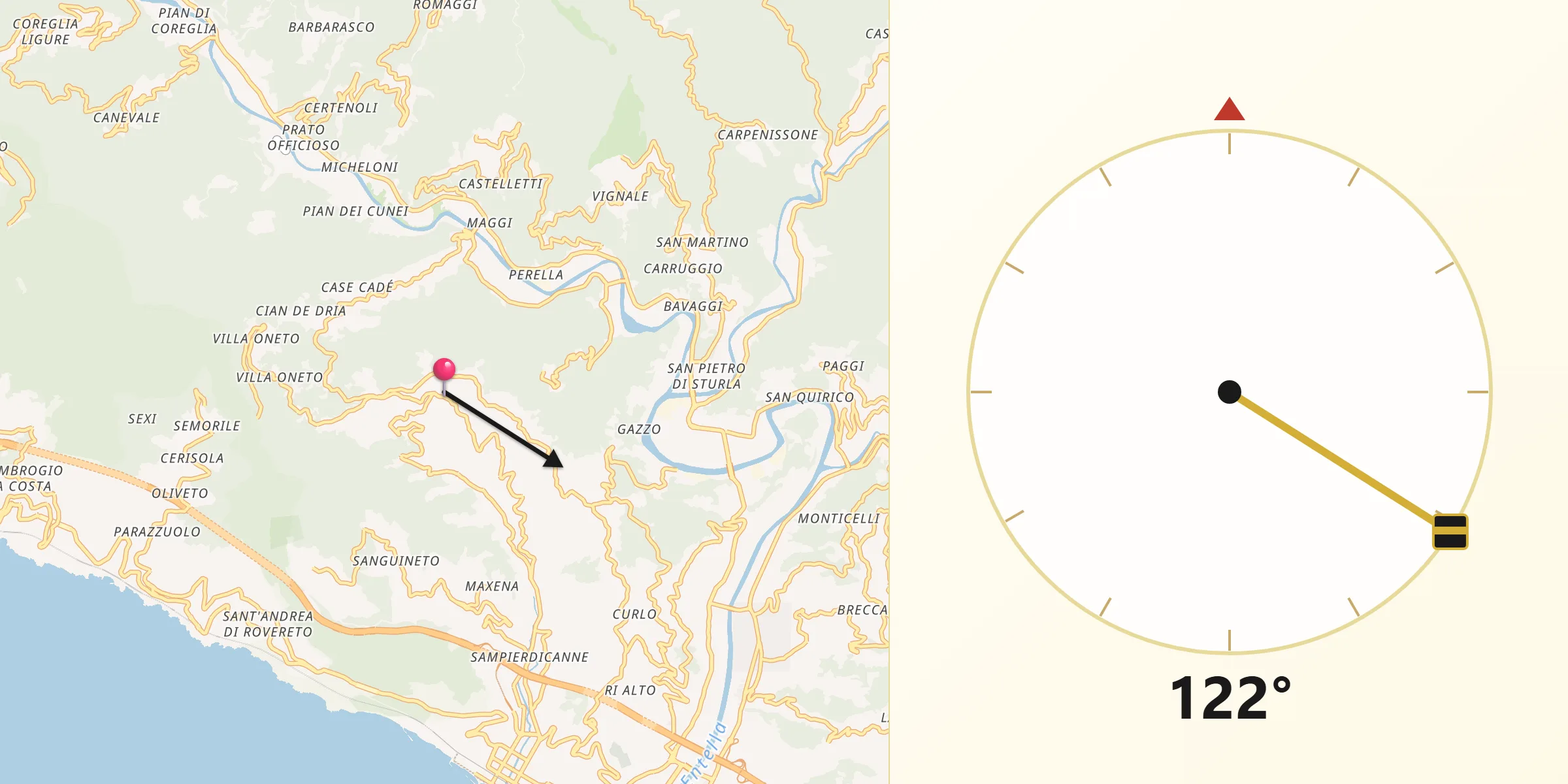 Direzione della Qibla da Leivi