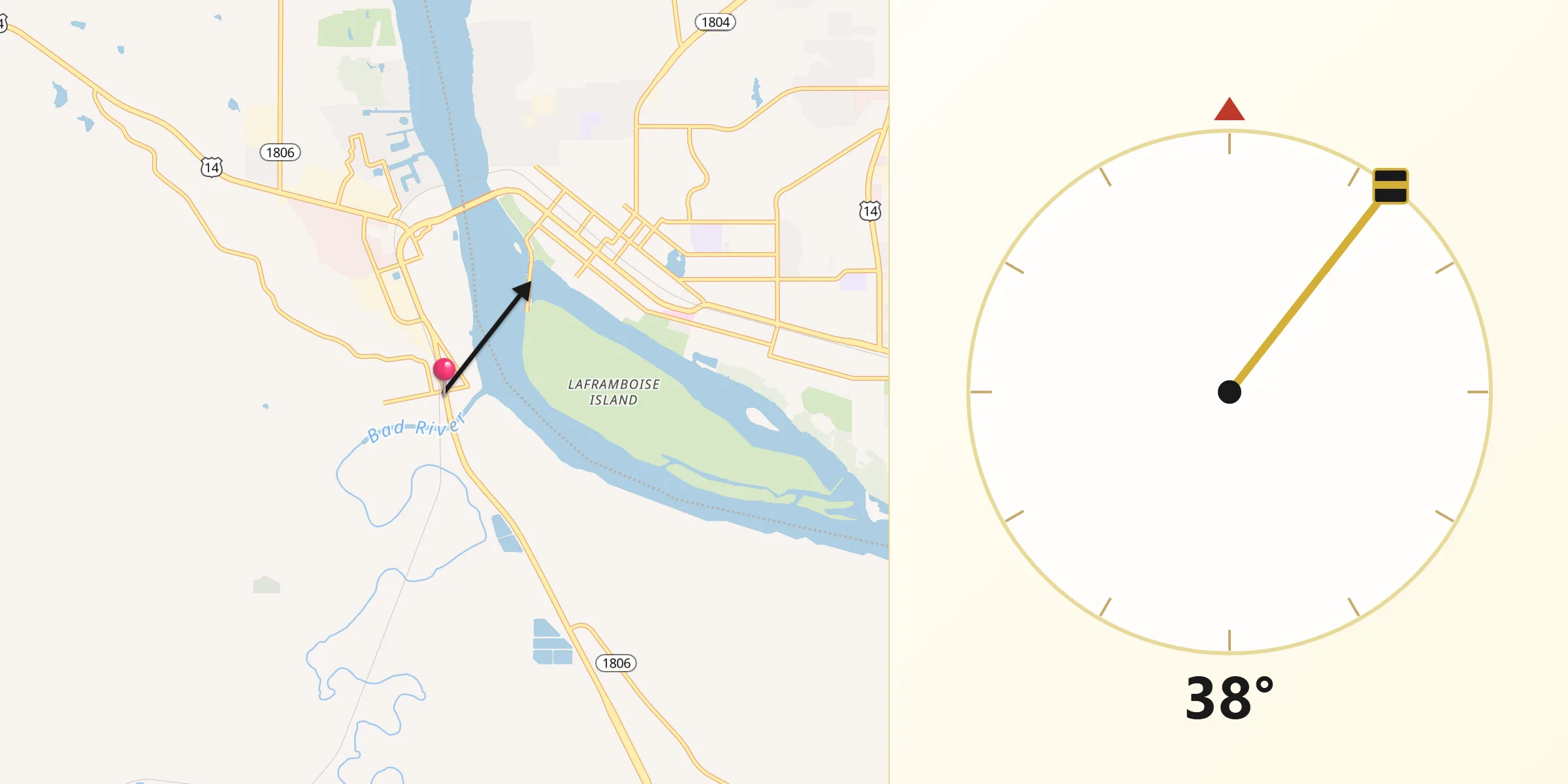 Qibla Direction from Fort Pierre