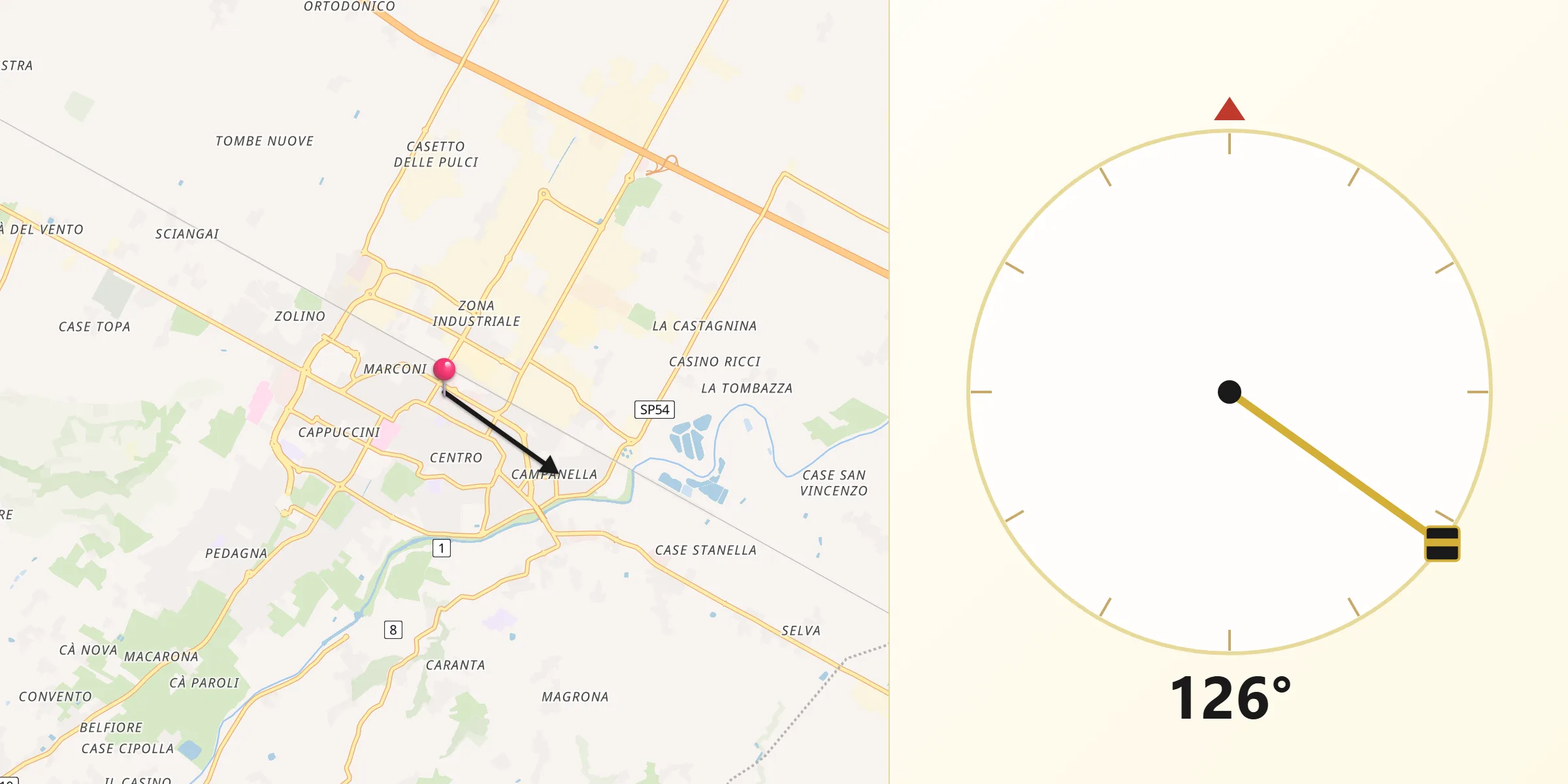 Direzione della Qibla da Imola
