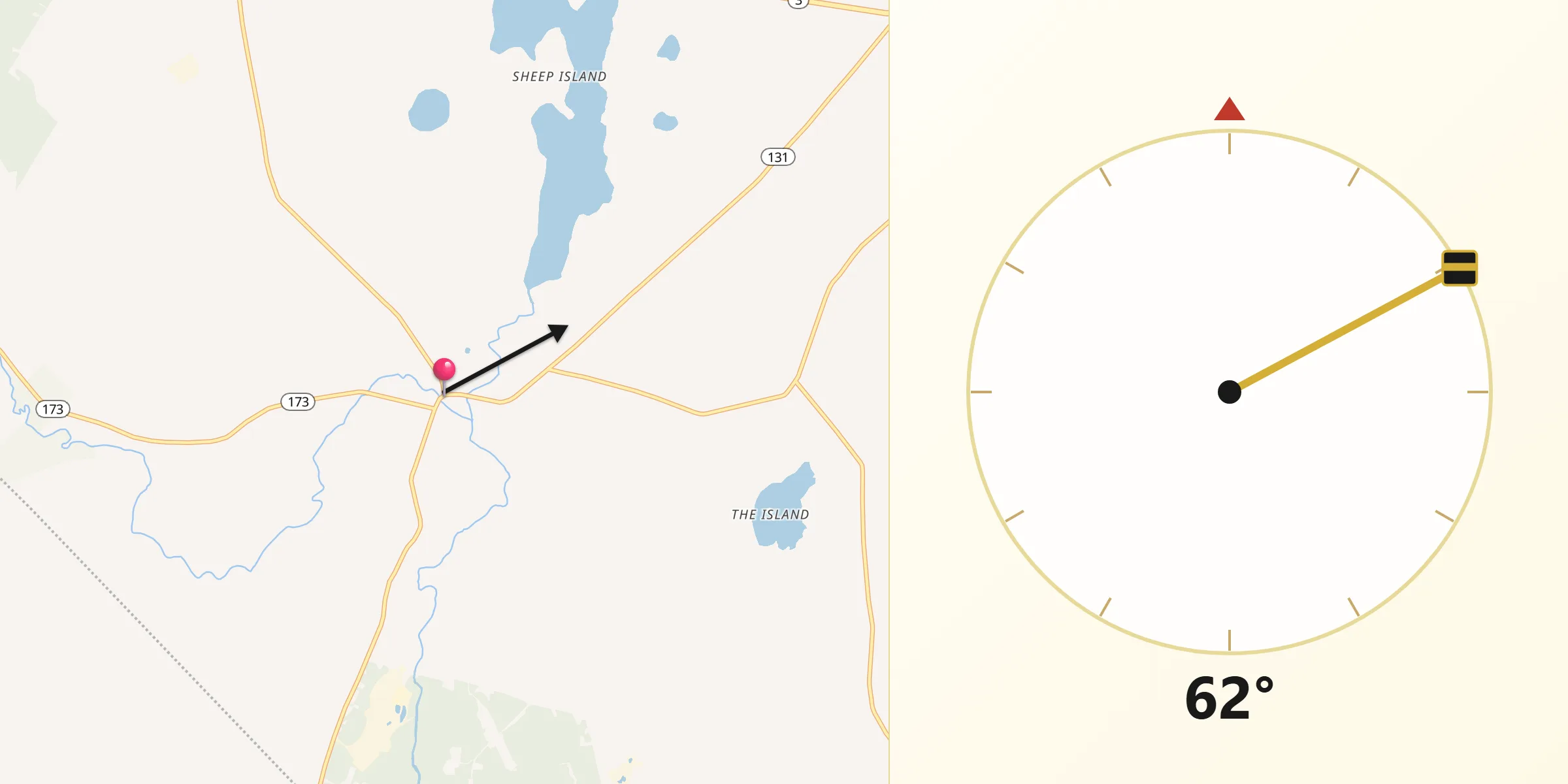 Qibla Direction from Searsmont