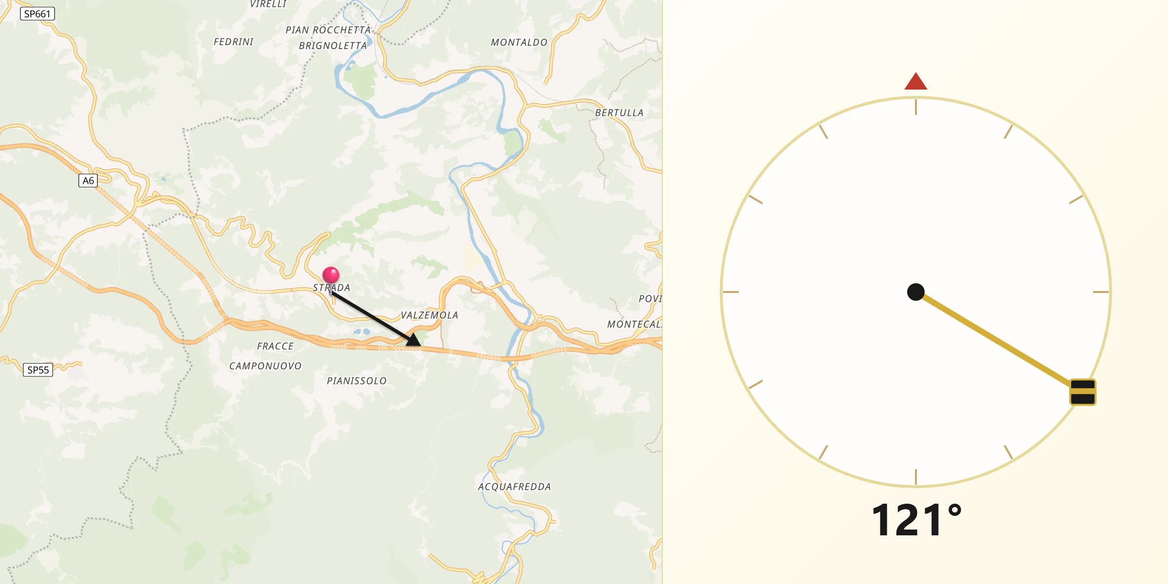 Direzione della Qibla da Valzemola