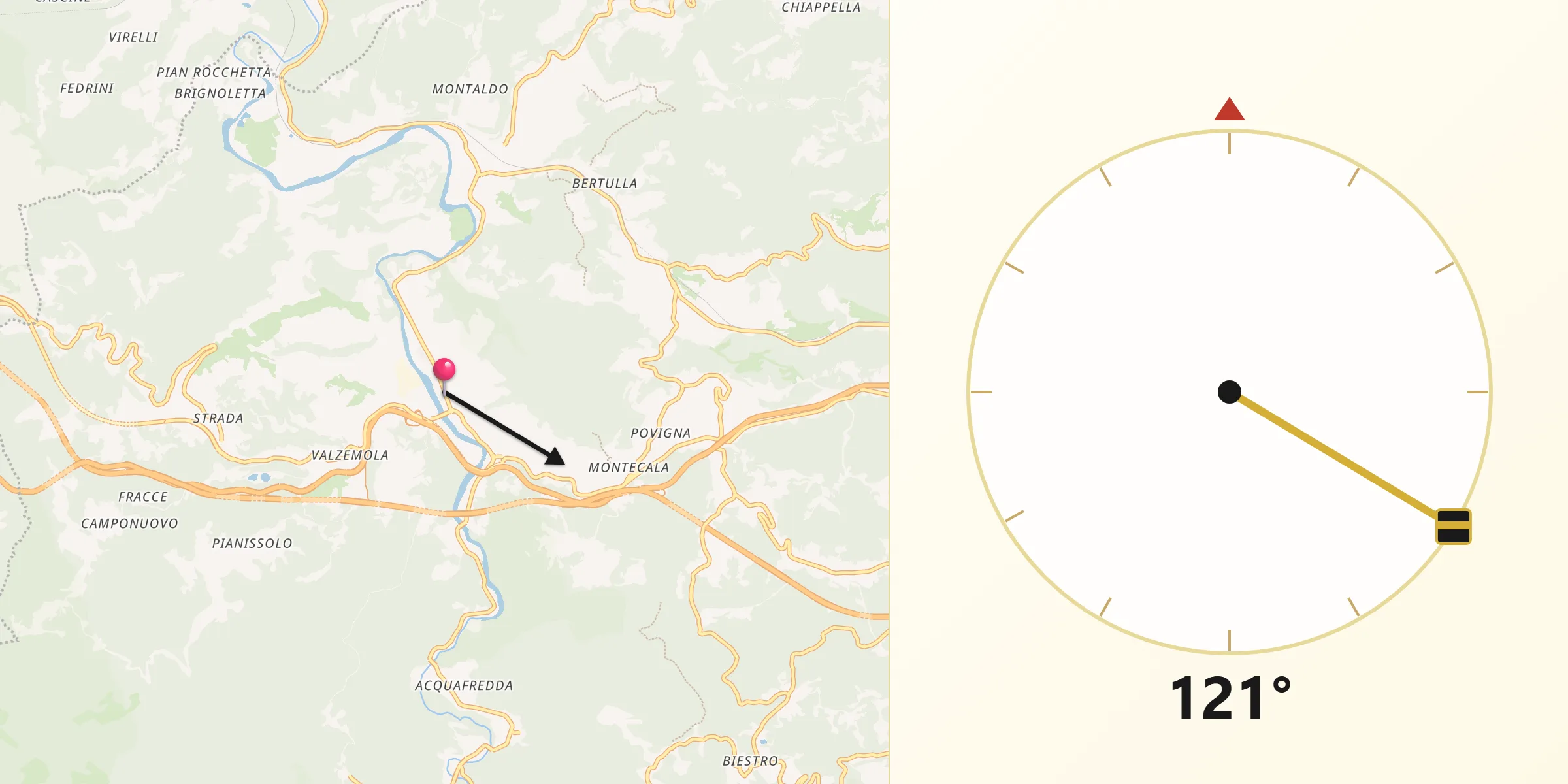 Direzione della Qibla da Millesimo
