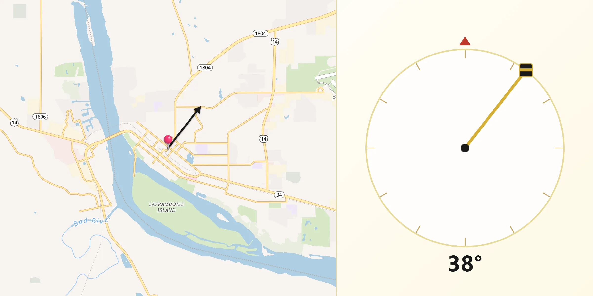 Qibla Direction from Pierre
