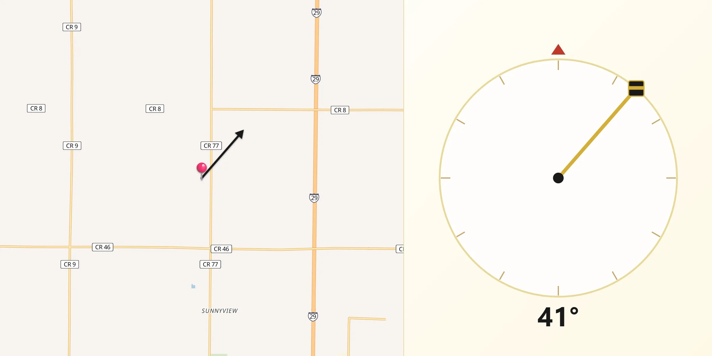 Qibla Direction from Brookings County