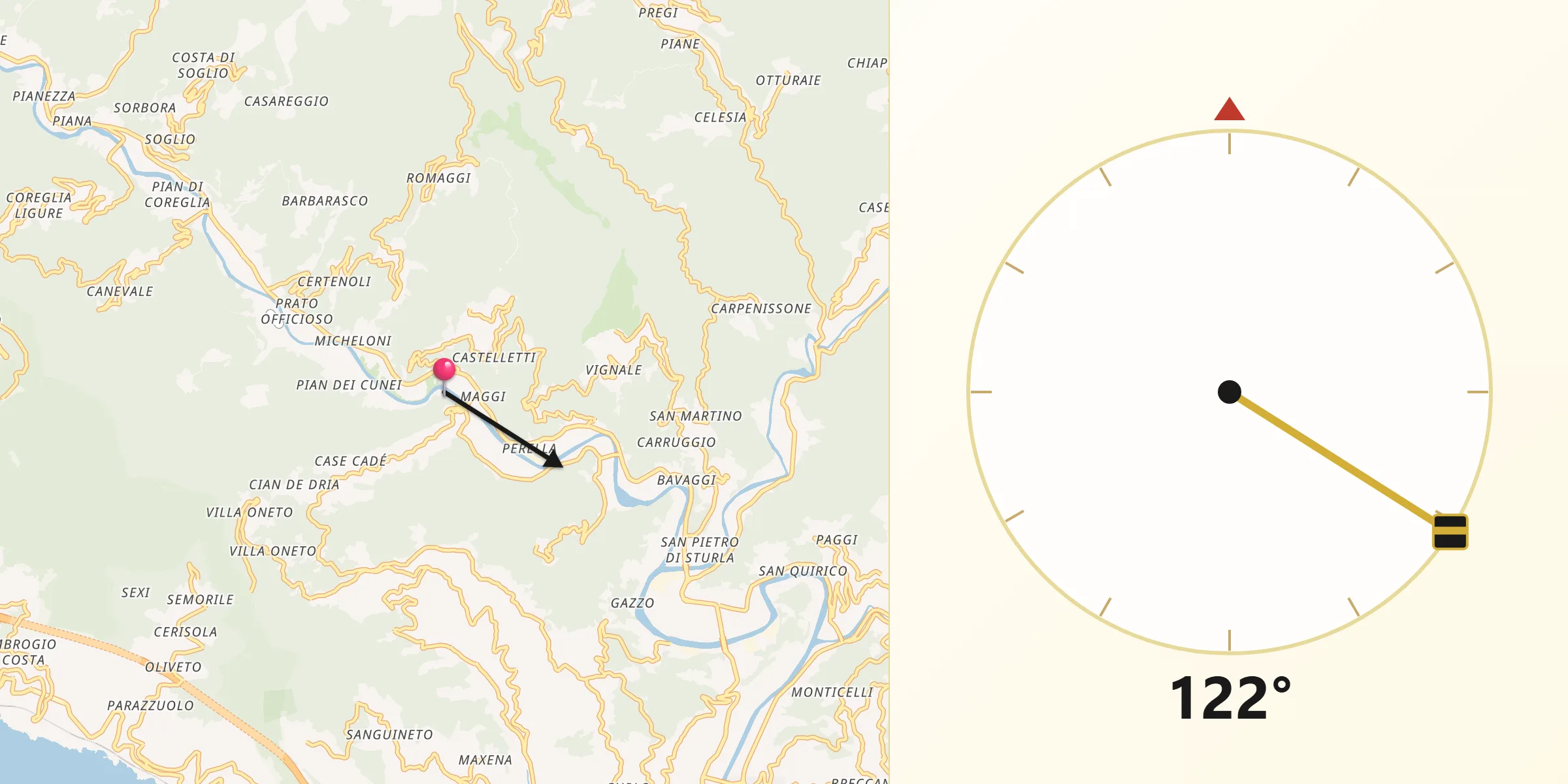 Direzione della Qibla da Chiesa Nuova