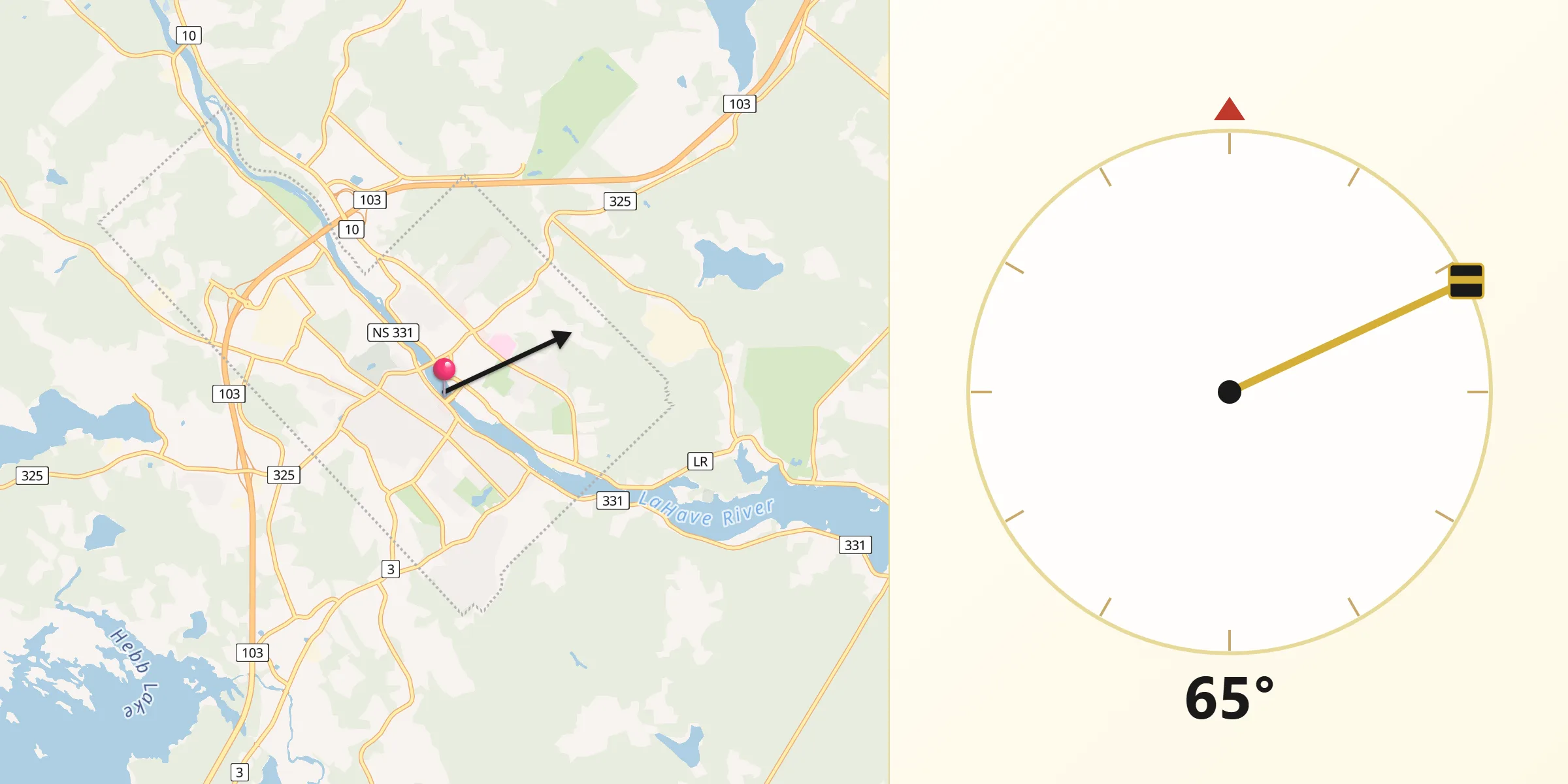Qibla Direction from Bridgewater