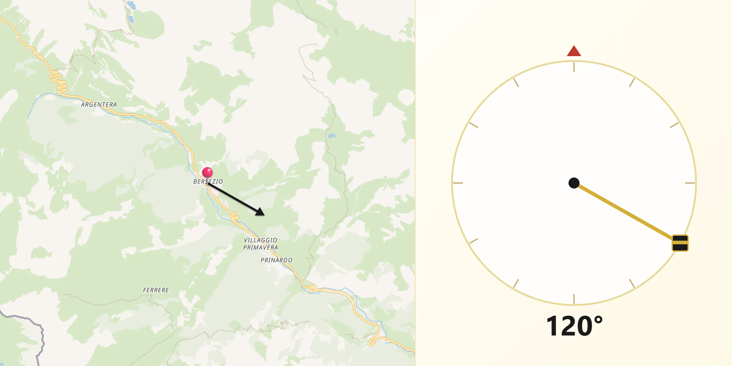 Direzione della Qibla da Bersezio