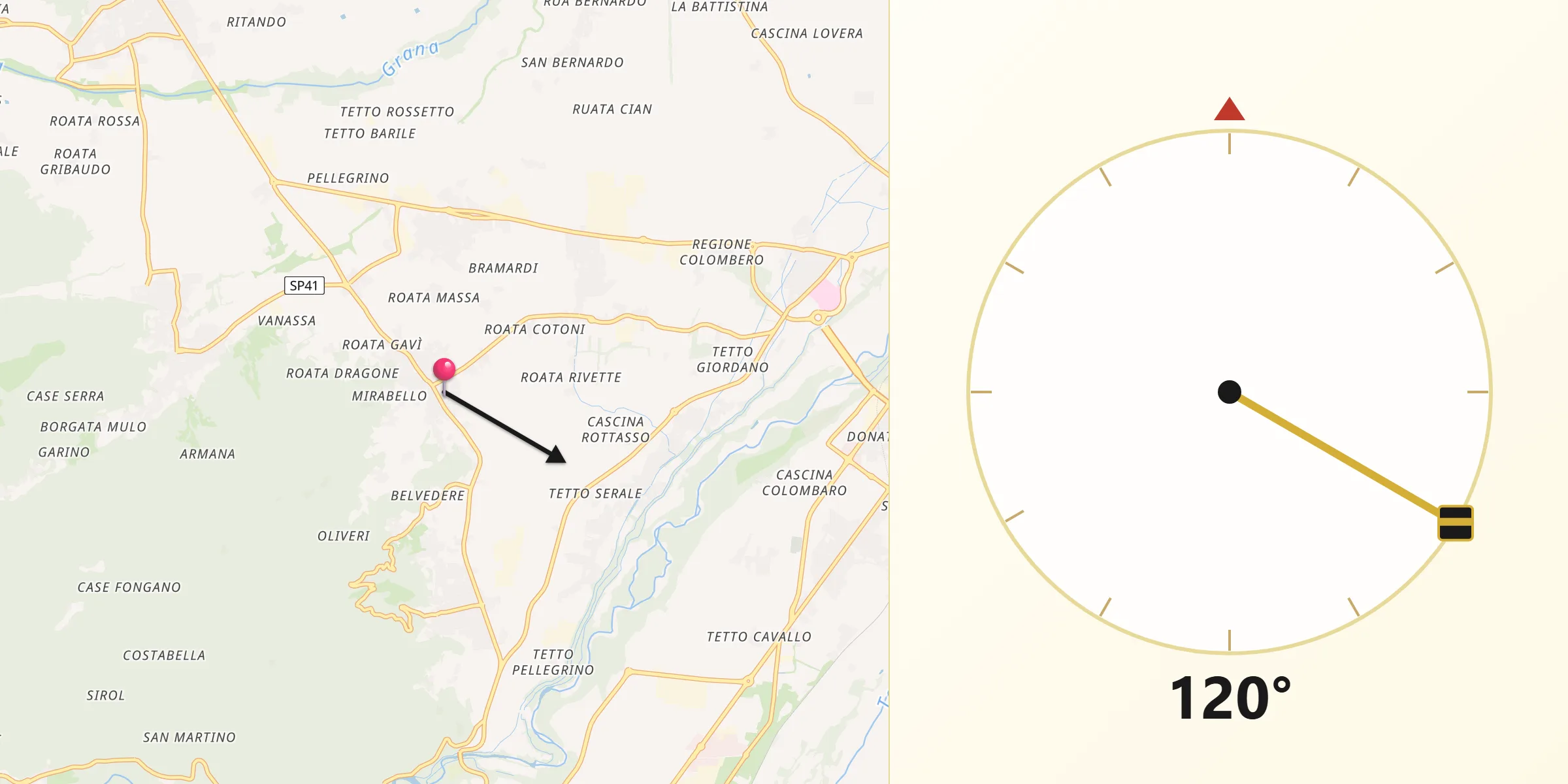 Direzione della Qibla da Cervasca