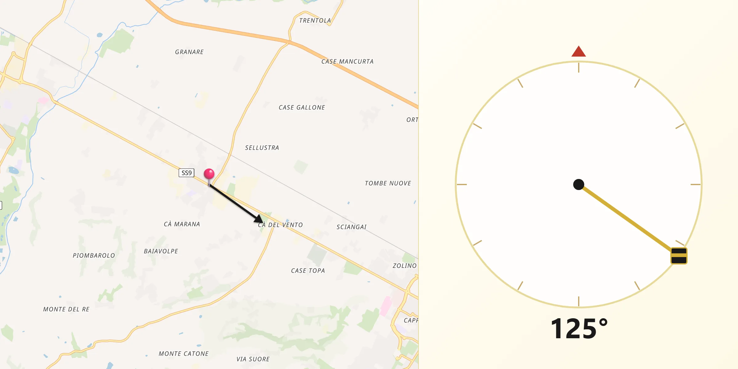 Direzione della Qibla da Toscanella