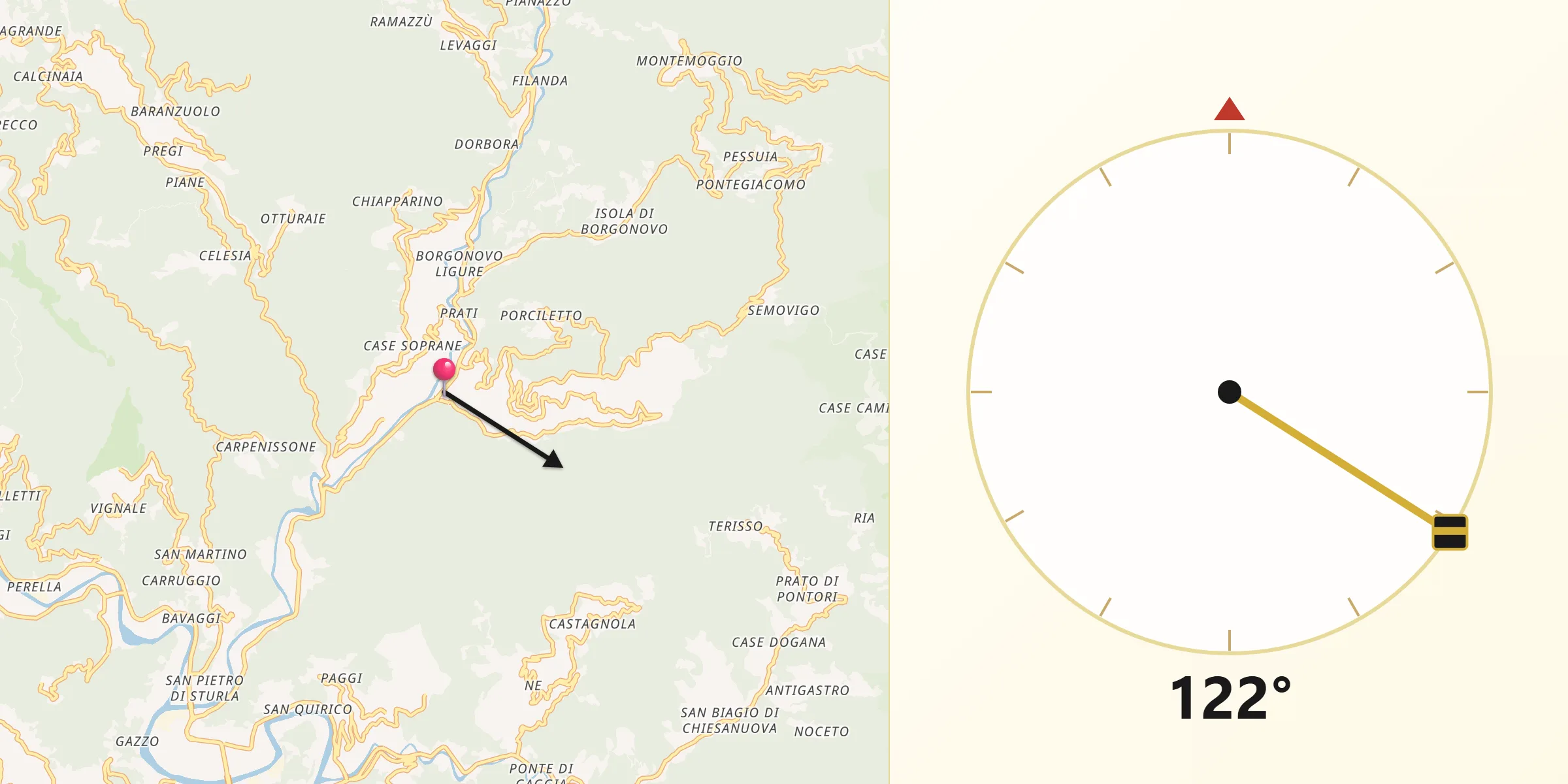 Direzione della Qibla da Mezzanego