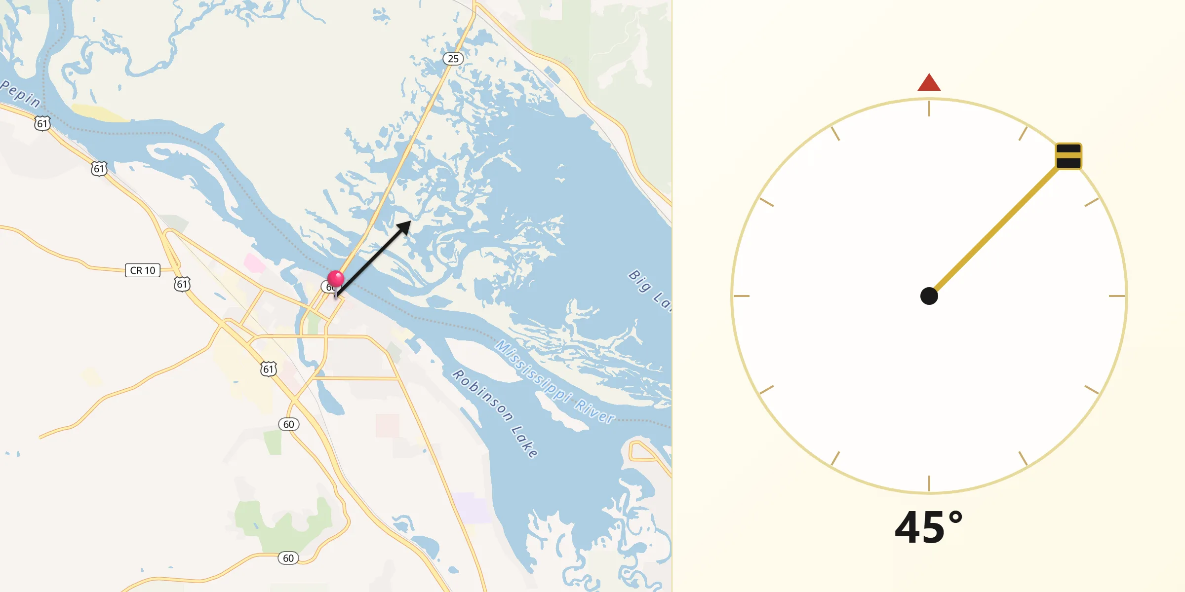 Qibla Direction from Wabasha