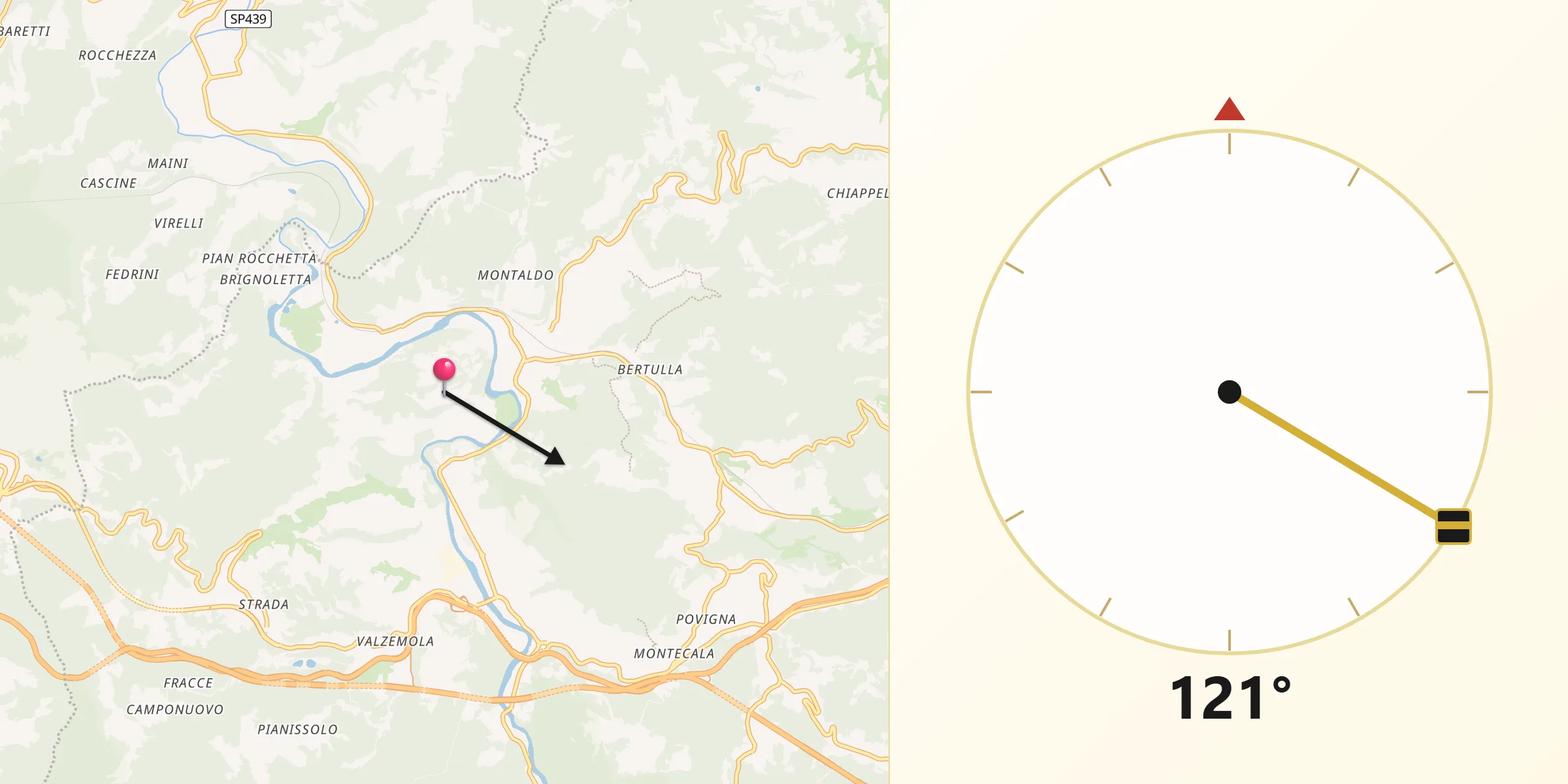 Direzione della Qibla da Cengio Alto