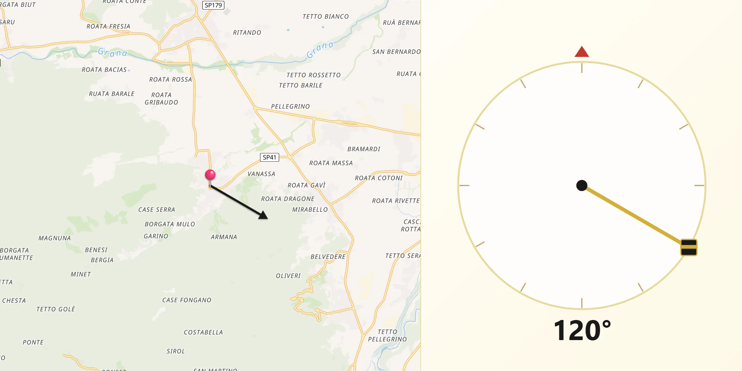 Direzione della Qibla da Bernezzo