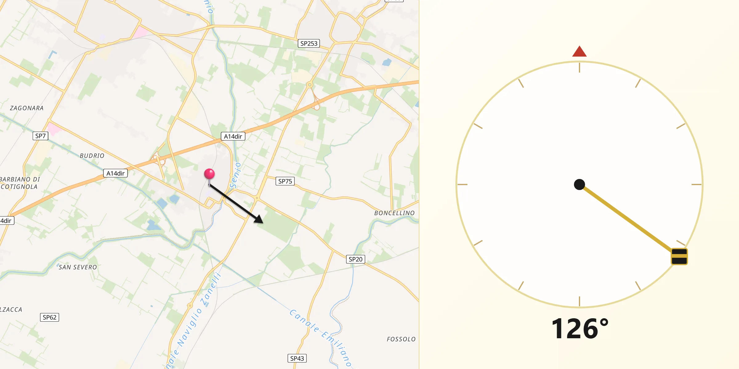 Direzione della Qibla da Cotignola