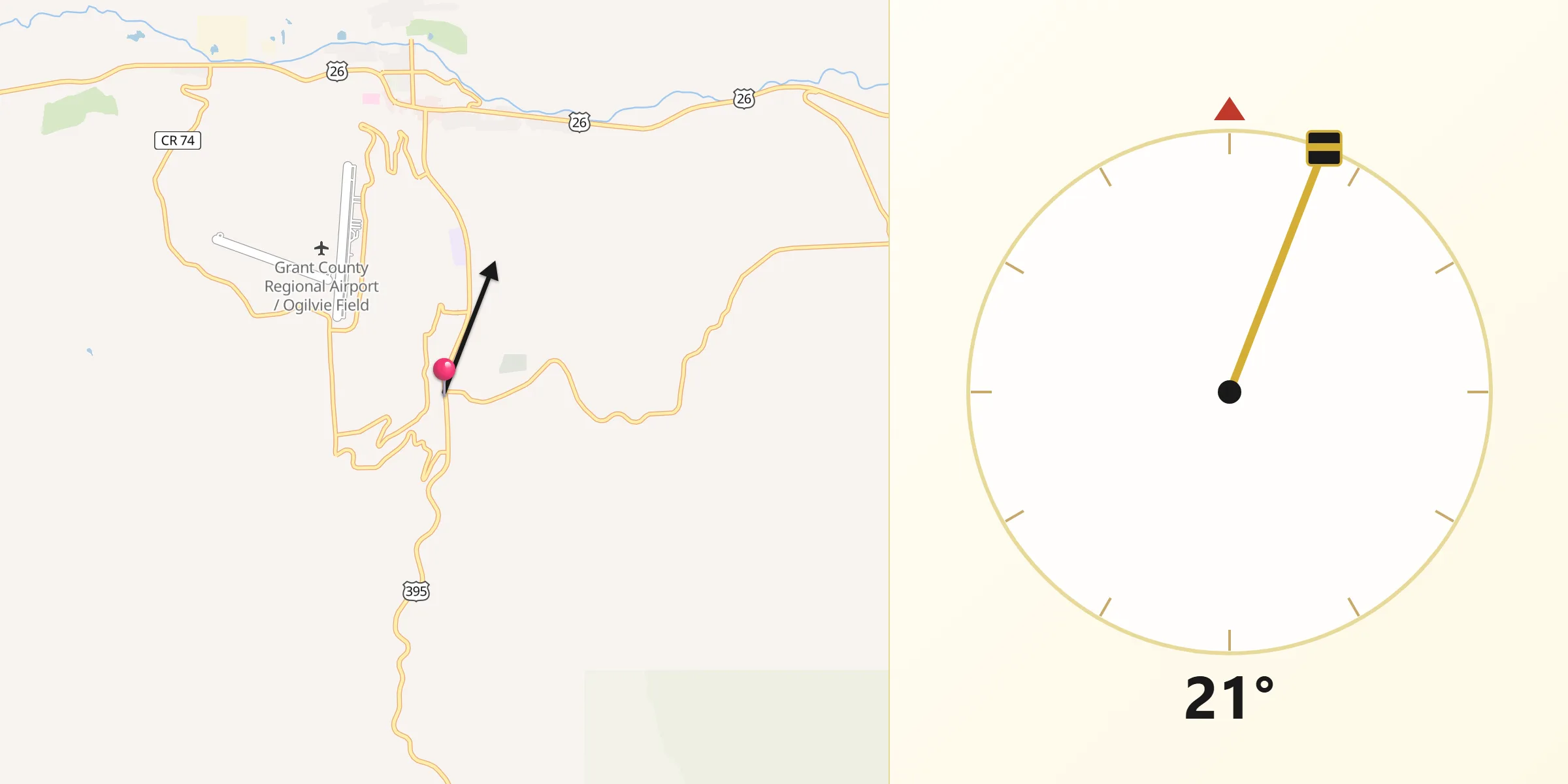 Qibla Direction from Canyon City