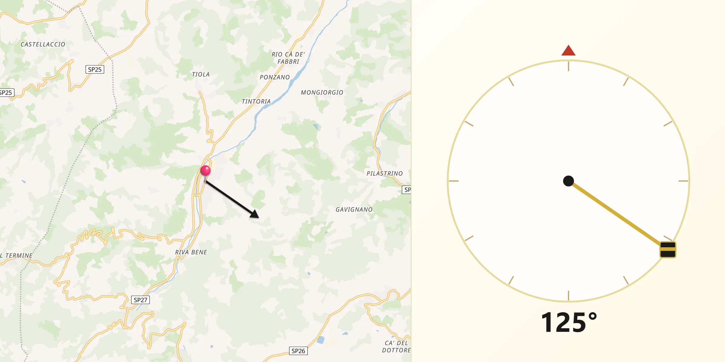 Direzione della Qibla da Savigno