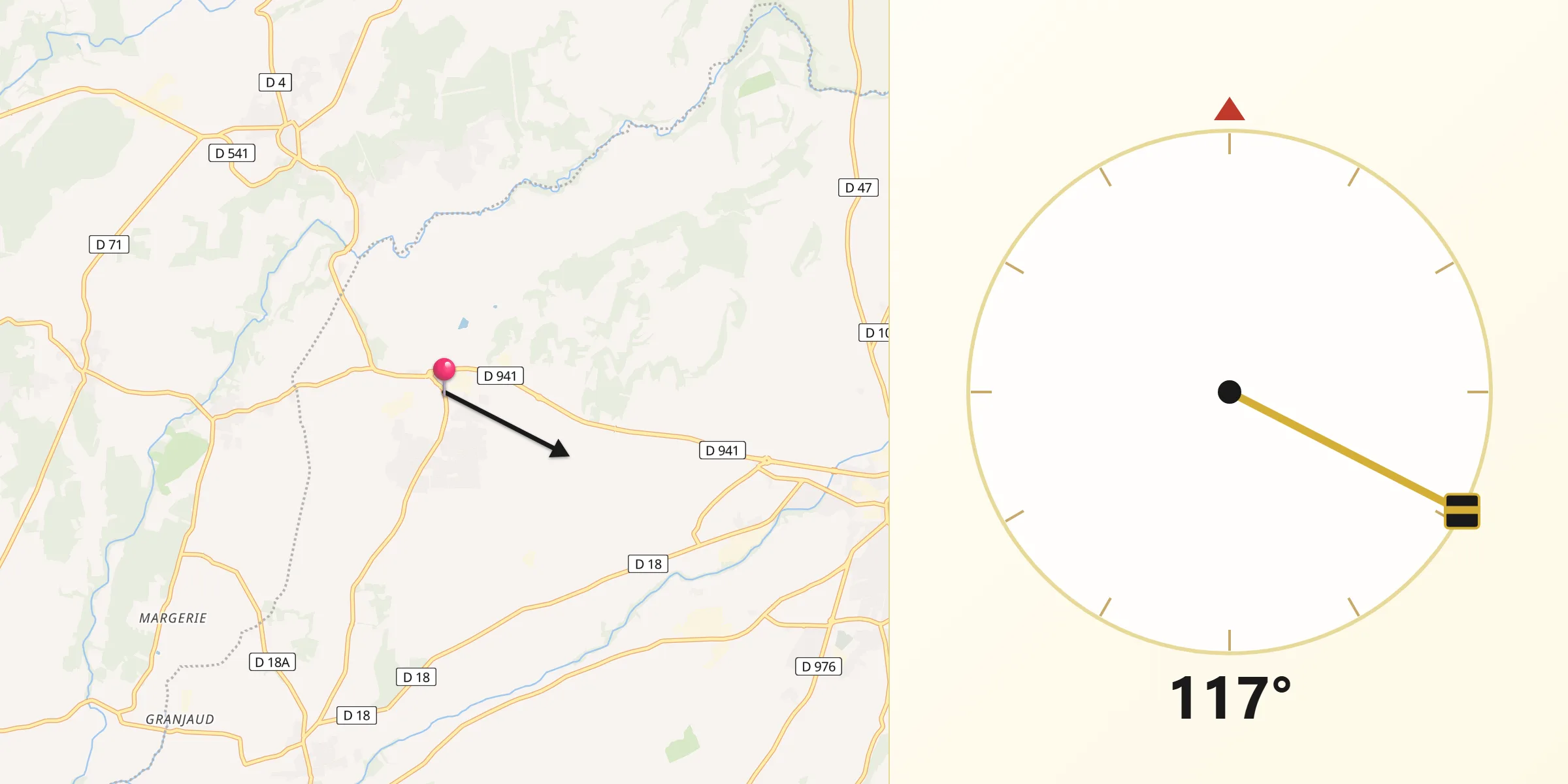 Direction vers la Qibla depuis Grillon