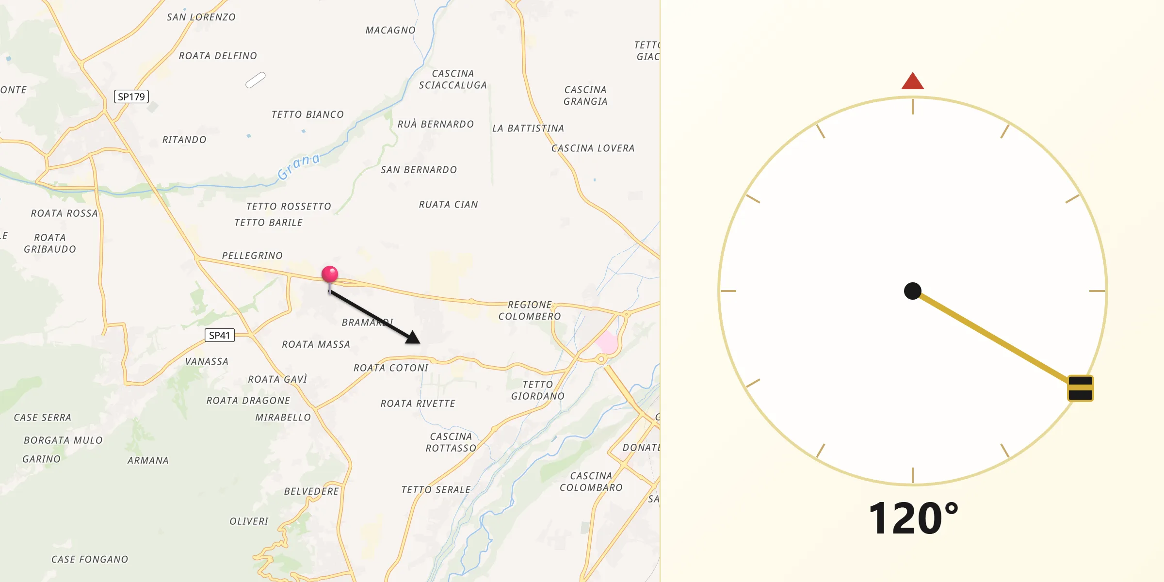 Direzione della Qibla da San Rocco