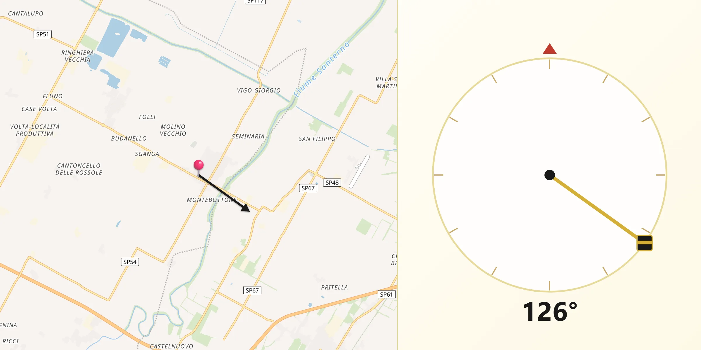 Direzione della Qibla da Mordano