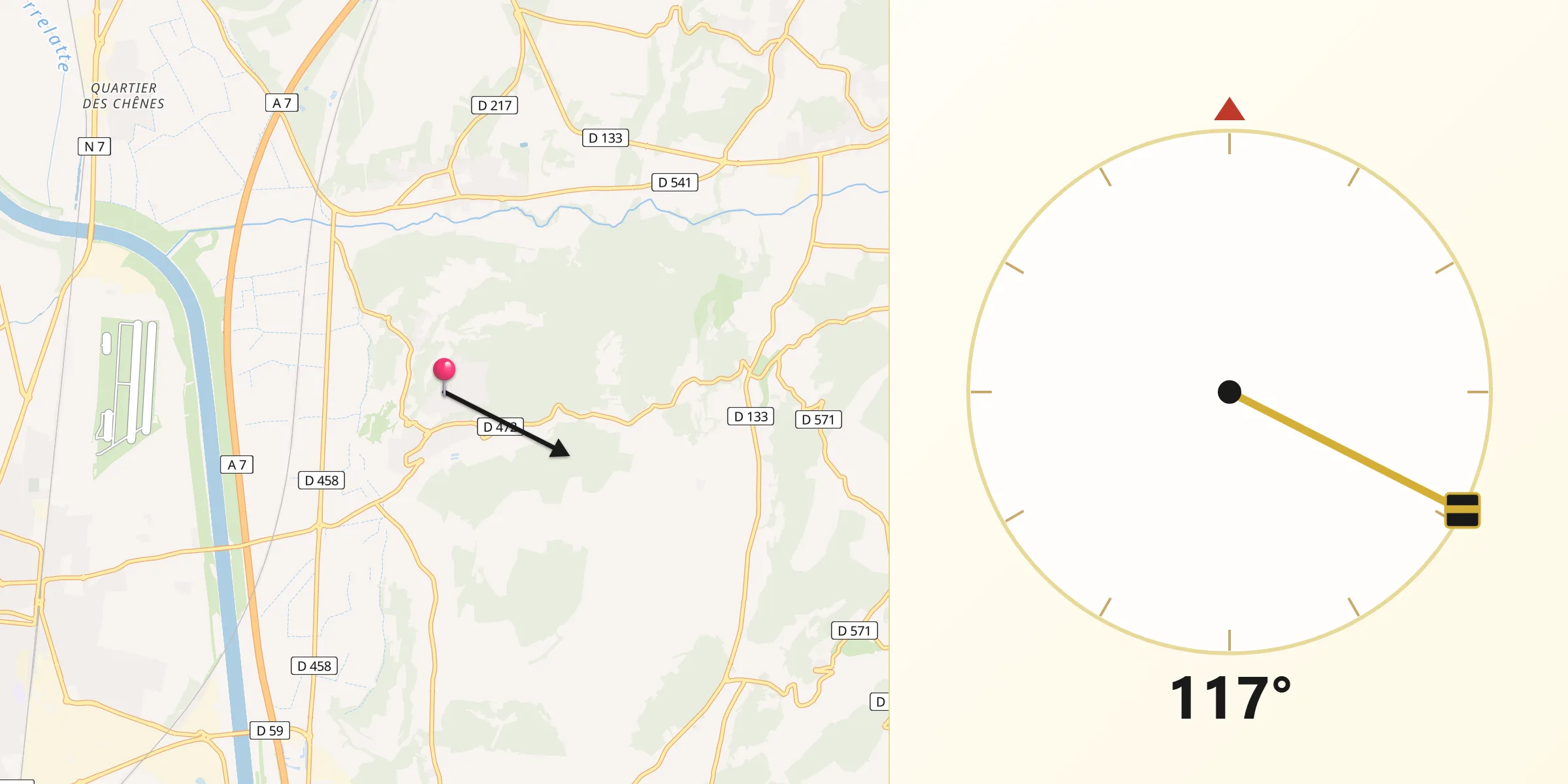 Direction vers la Qibla depuis La Garde-Adhémar