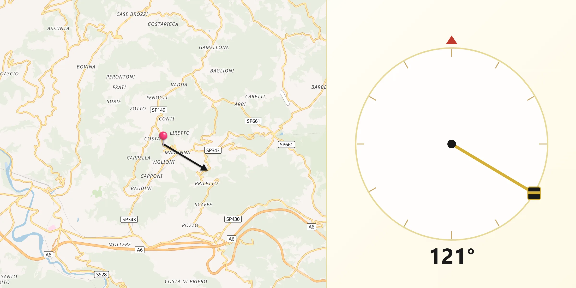 Direzione della Qibla da Sale San Giovanni
