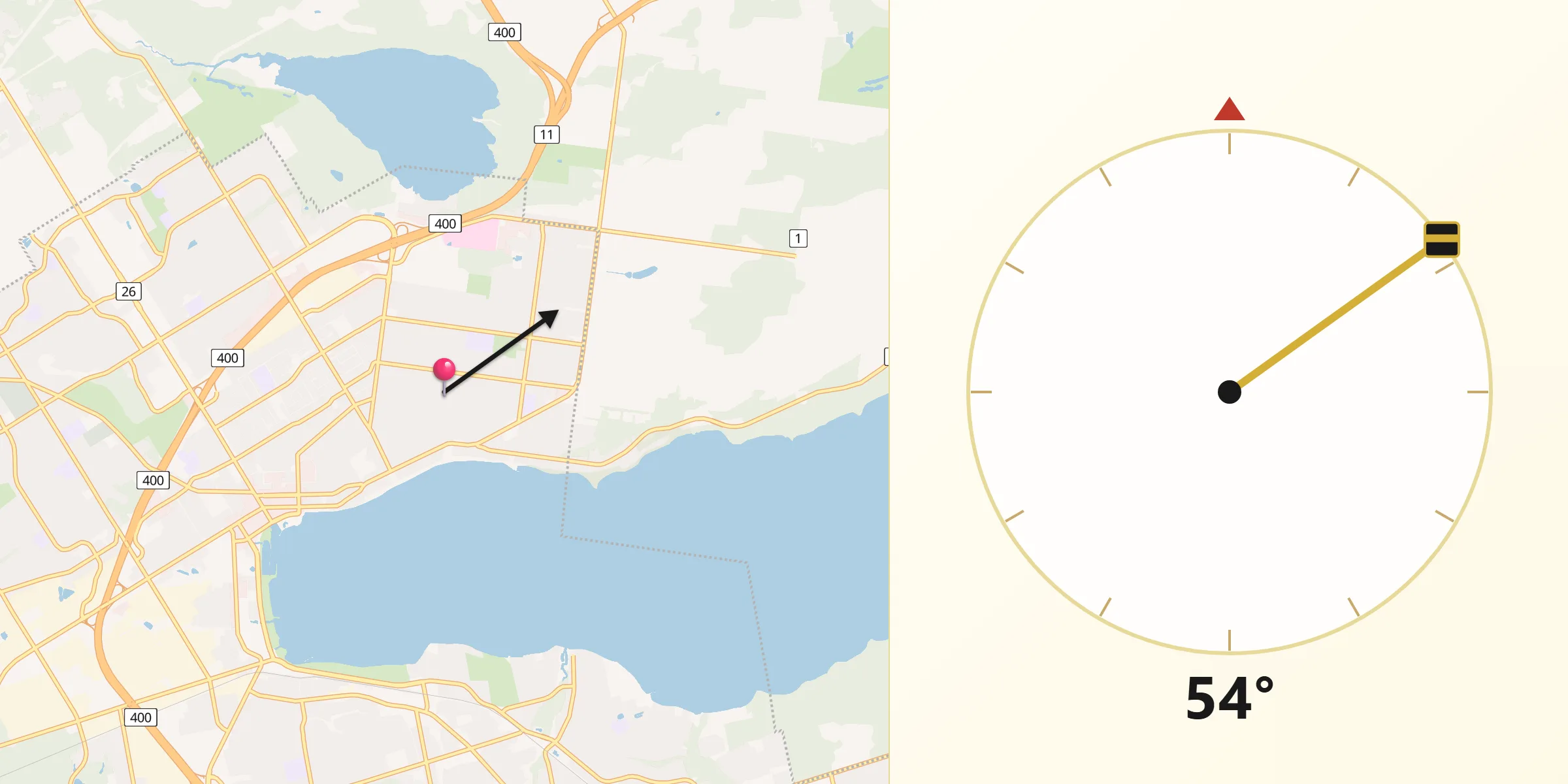 Qibla Direction from Barrie