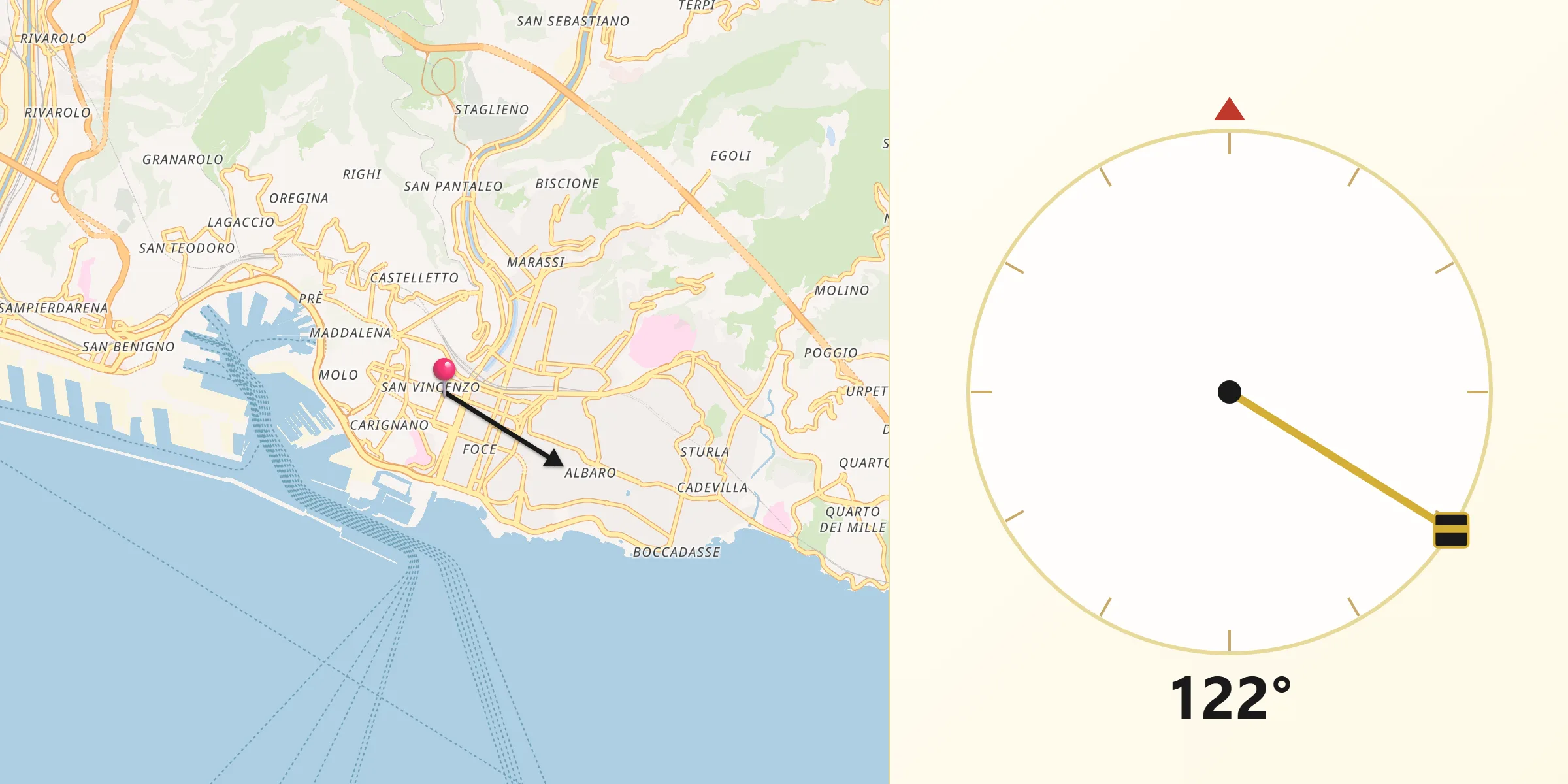 Direcția Qibla din Genova
