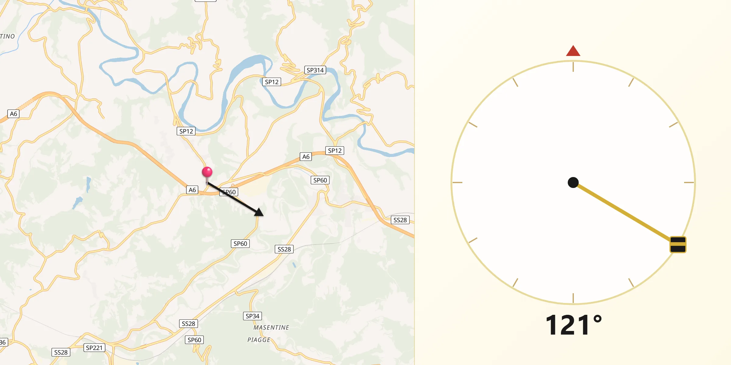 Direzione della Qibla da Niella Tanaro