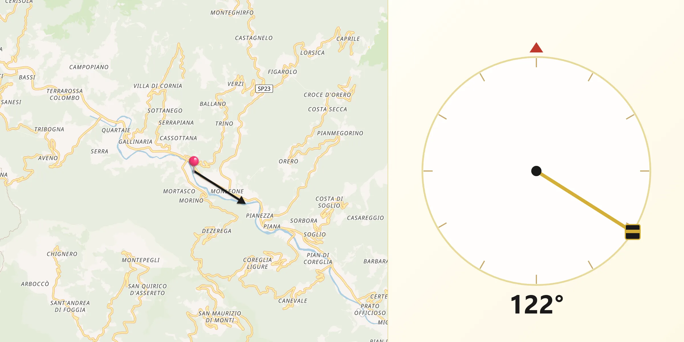 Direzione della Qibla da Cicagna