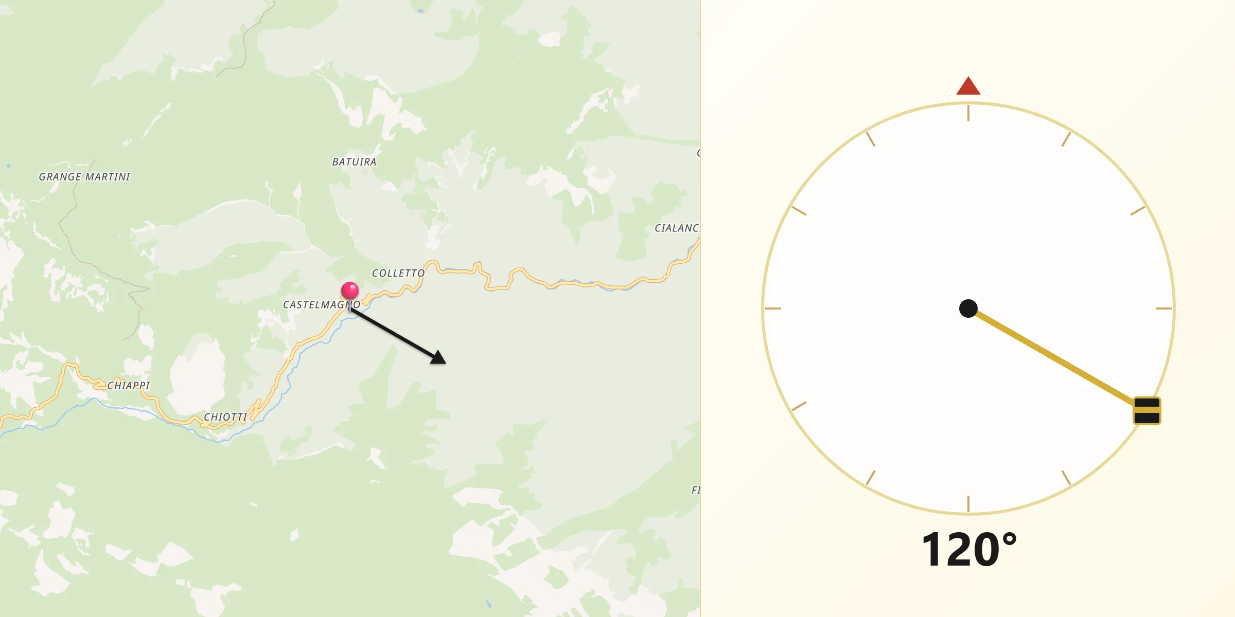 Direzione della Qibla da Campomolino