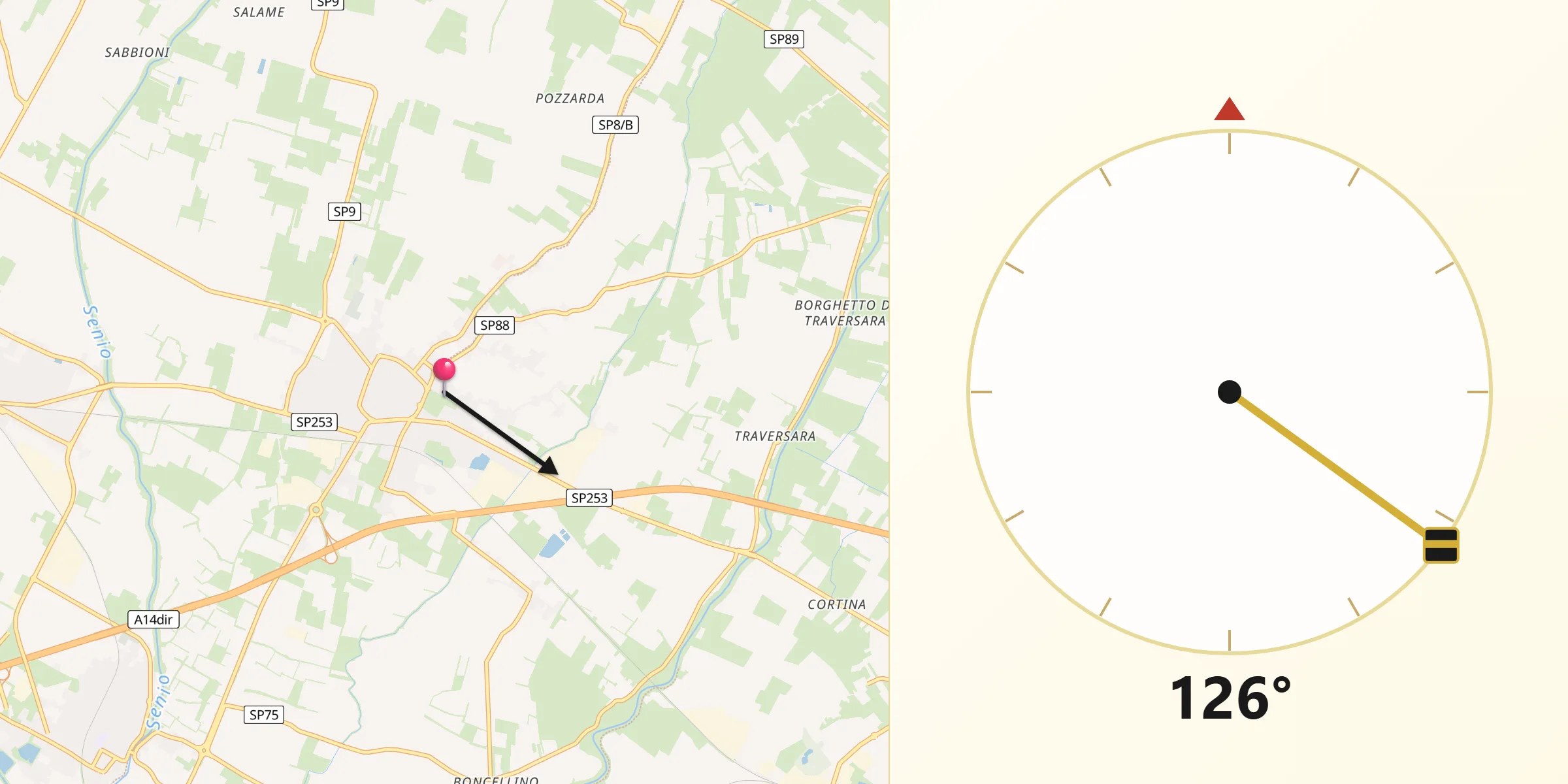 Direzione della Qibla da Provincia di Ravenna