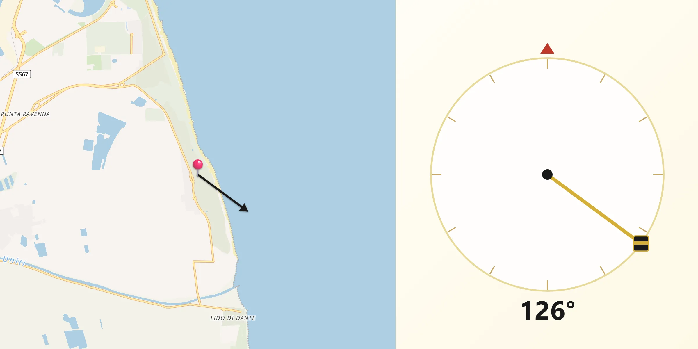 Direzione della Qibla da Lido Adriano