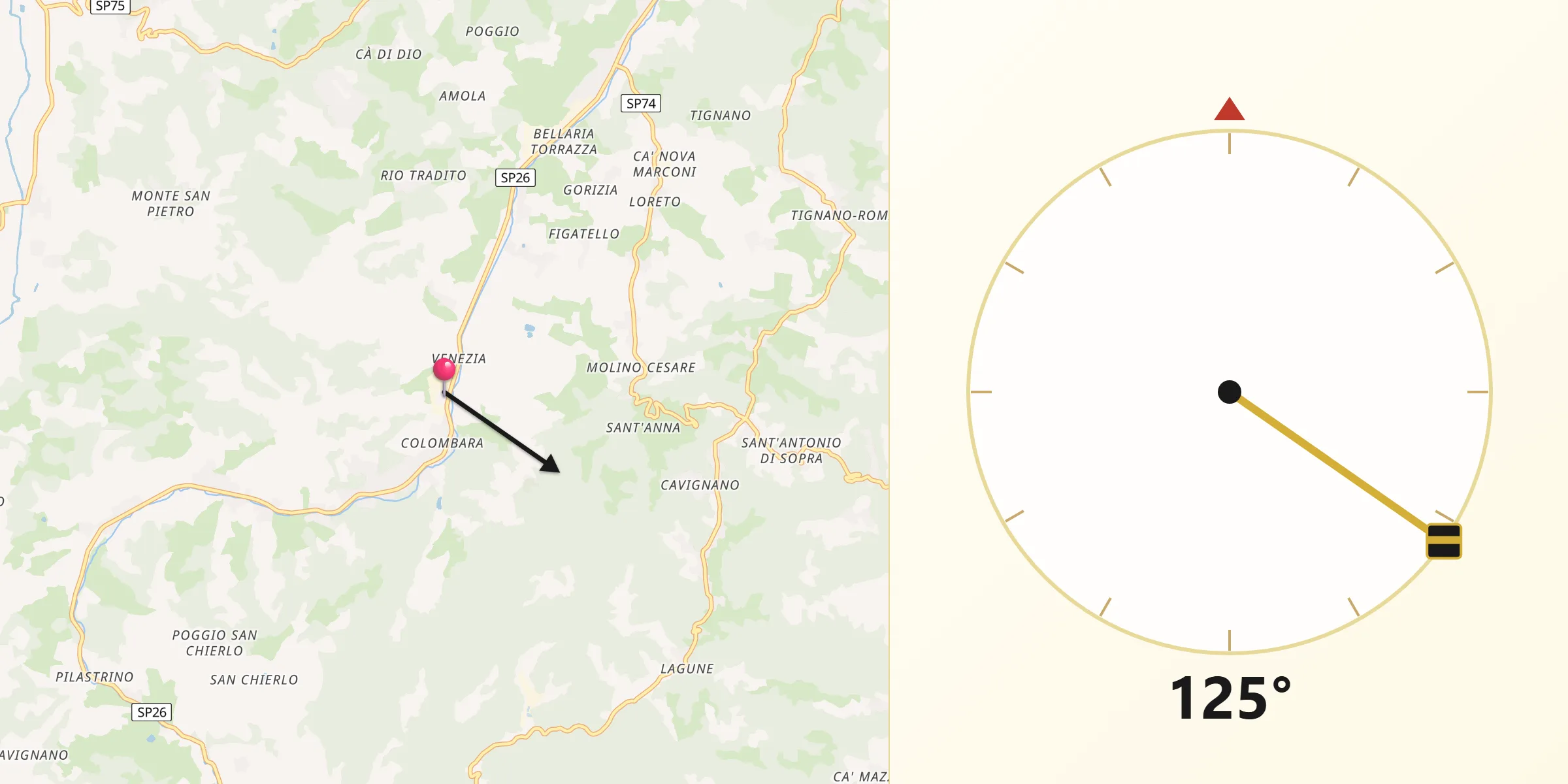 Direzione della Qibla da Monte San Giovanni
