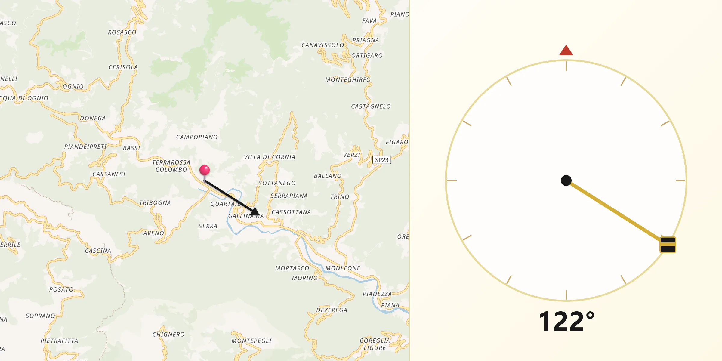 Direzione della Qibla da Moconesi