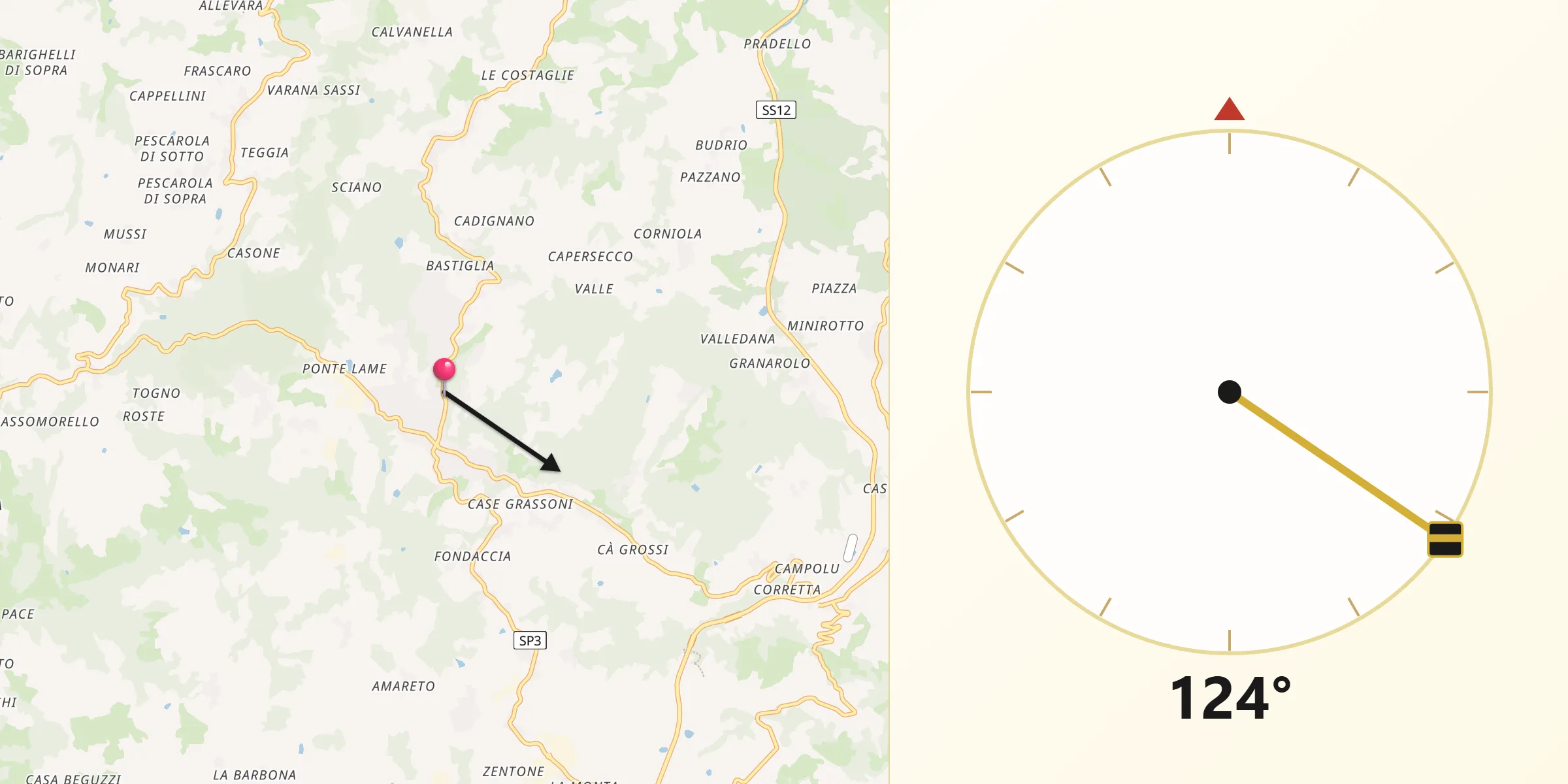 Direzione della Qibla da Serramazzoni